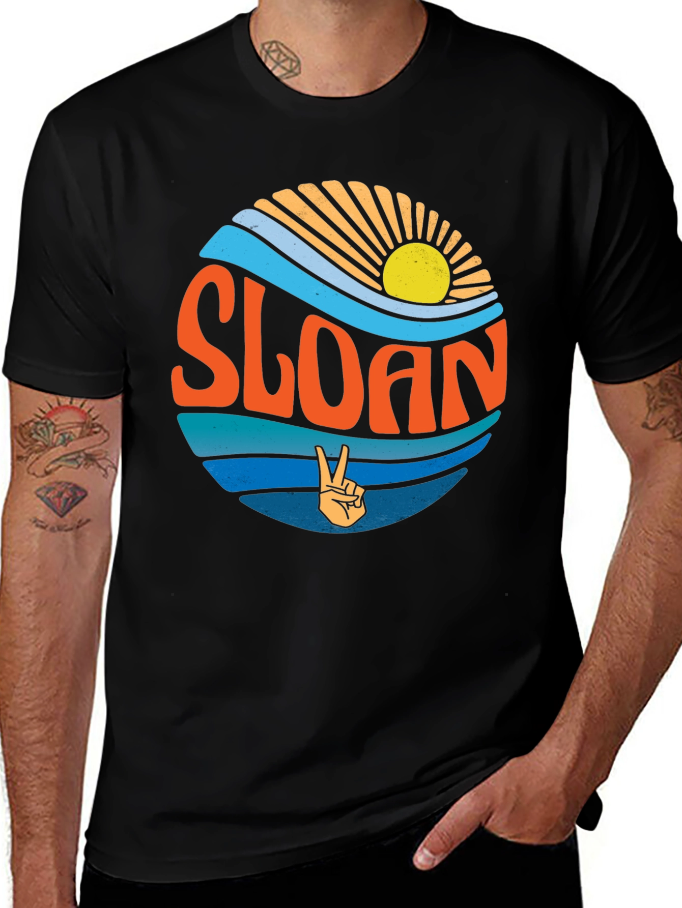 Retro Sloan Graphic Tee - Black Cotton Blend
