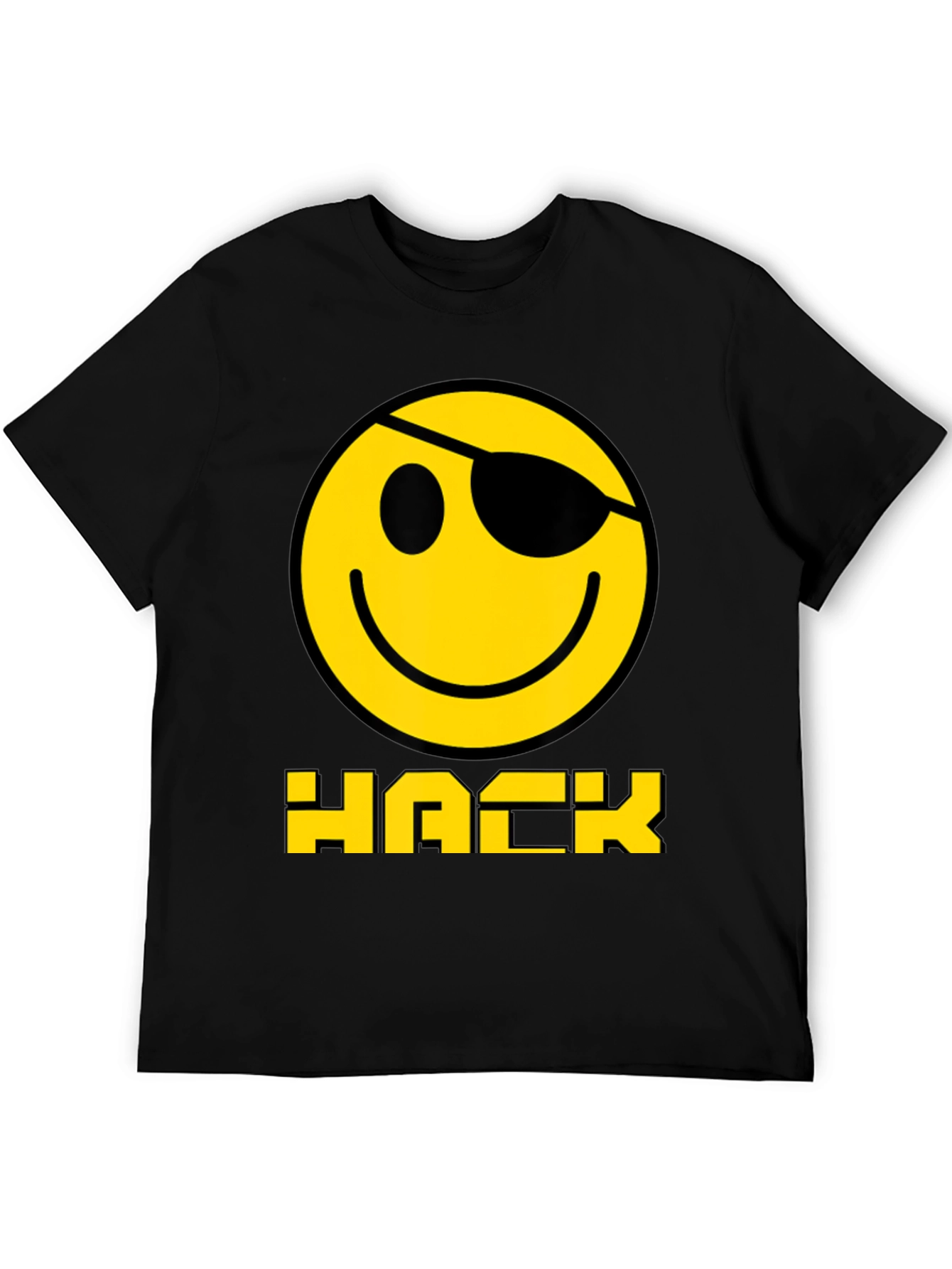 Hacker Smiley Face Black T-Shirt