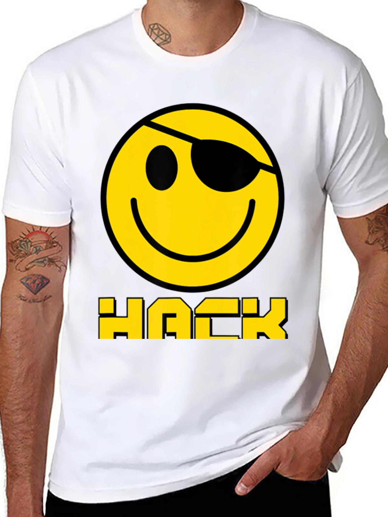 Hacker Smiley Face Black T-Shirt