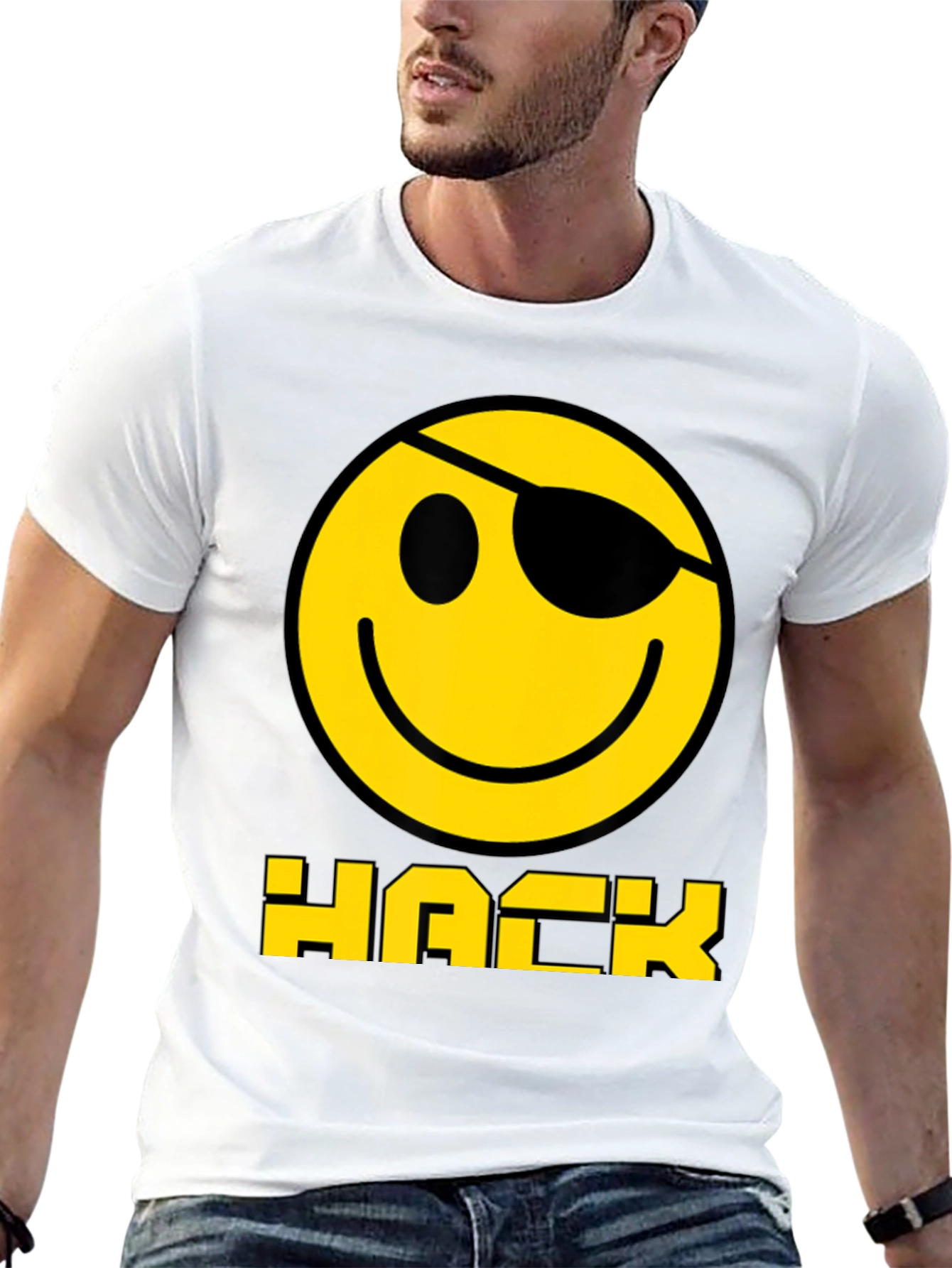 Hacker Smiley Face Black T-Shirt
