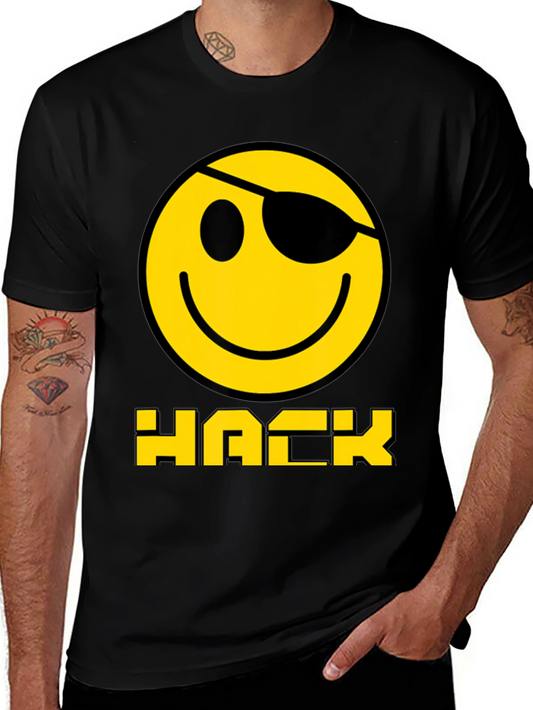 Hacker Smiley Face Black T-Shirt