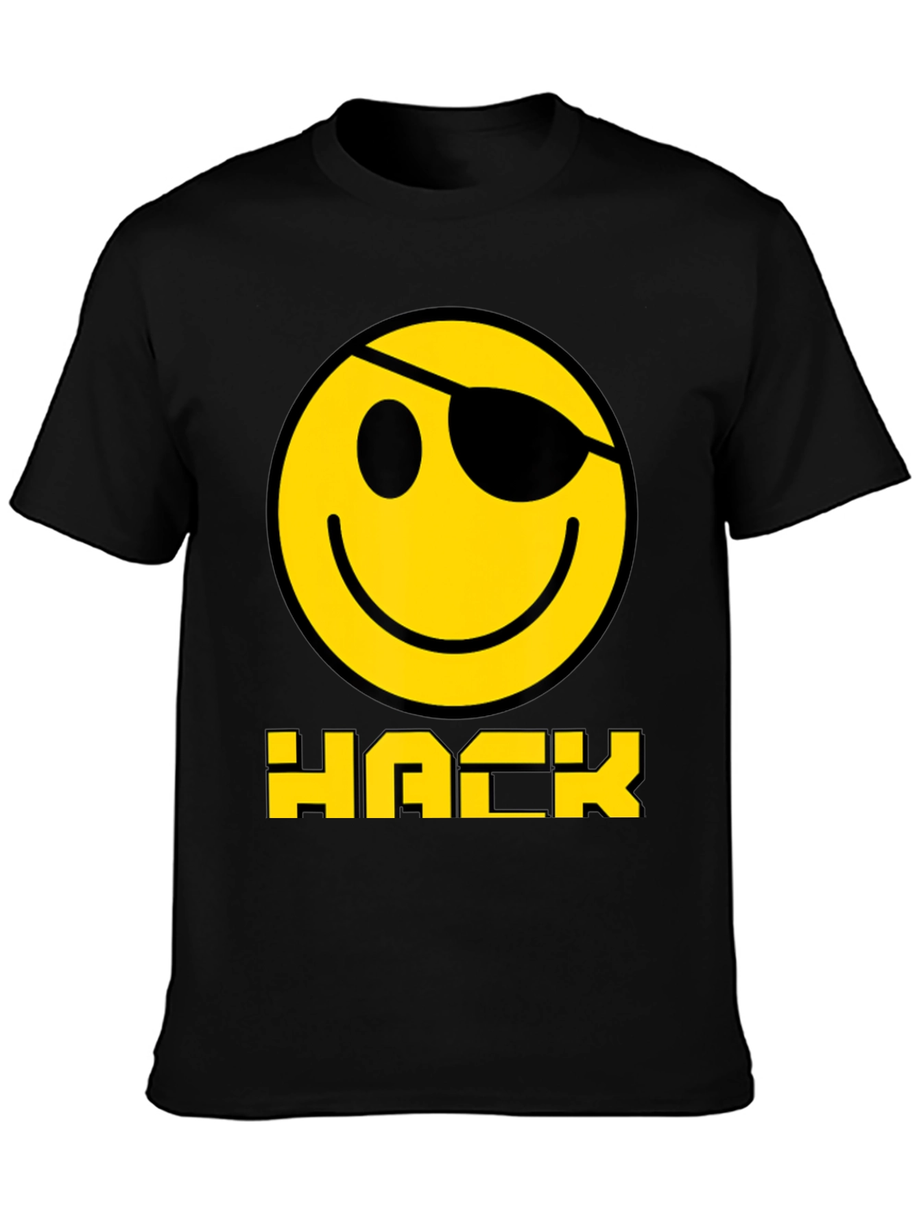 Hacker Smiley Face Black T-Shirt