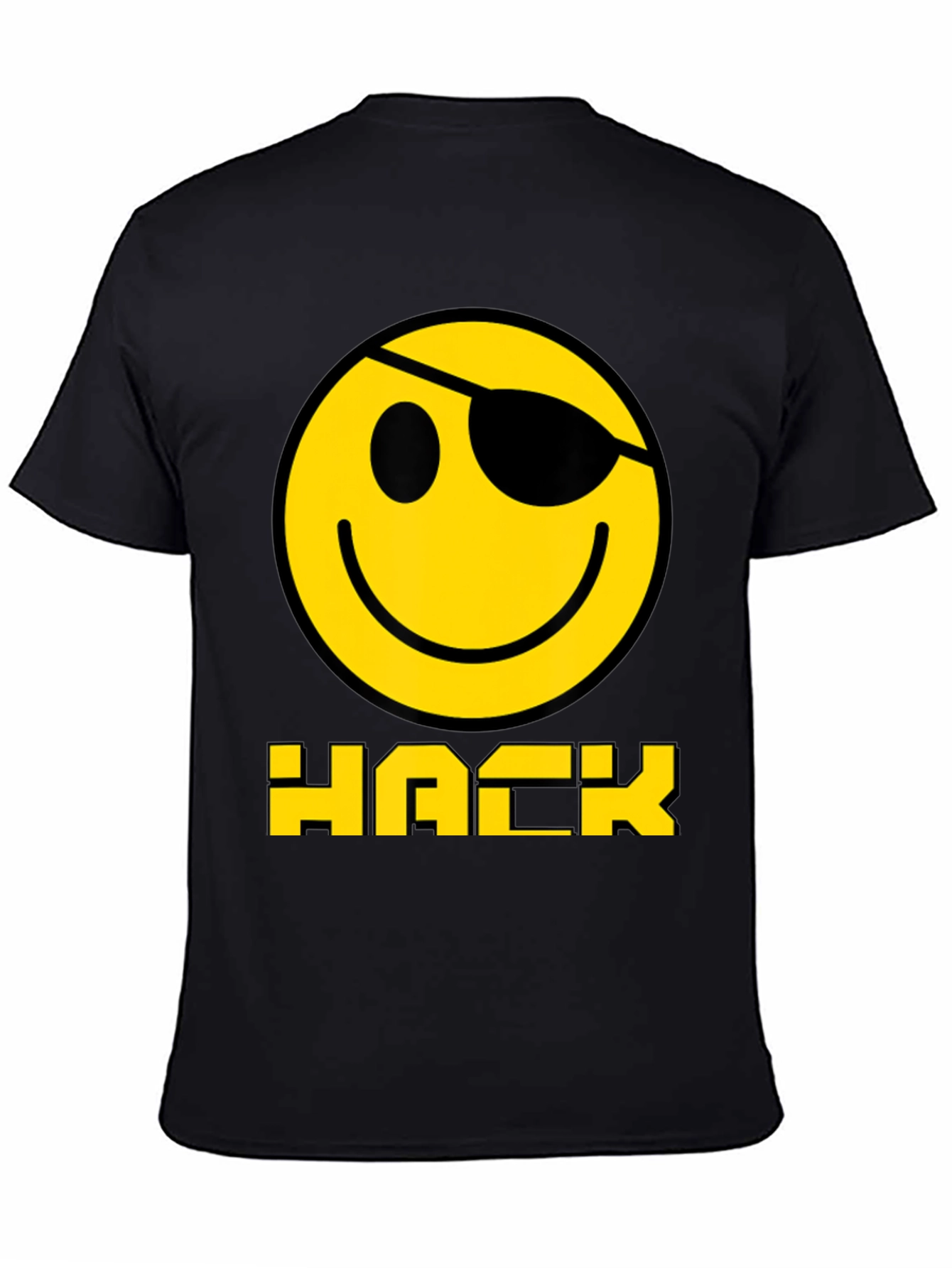 Hacker Smiley Face Black T-Shirt