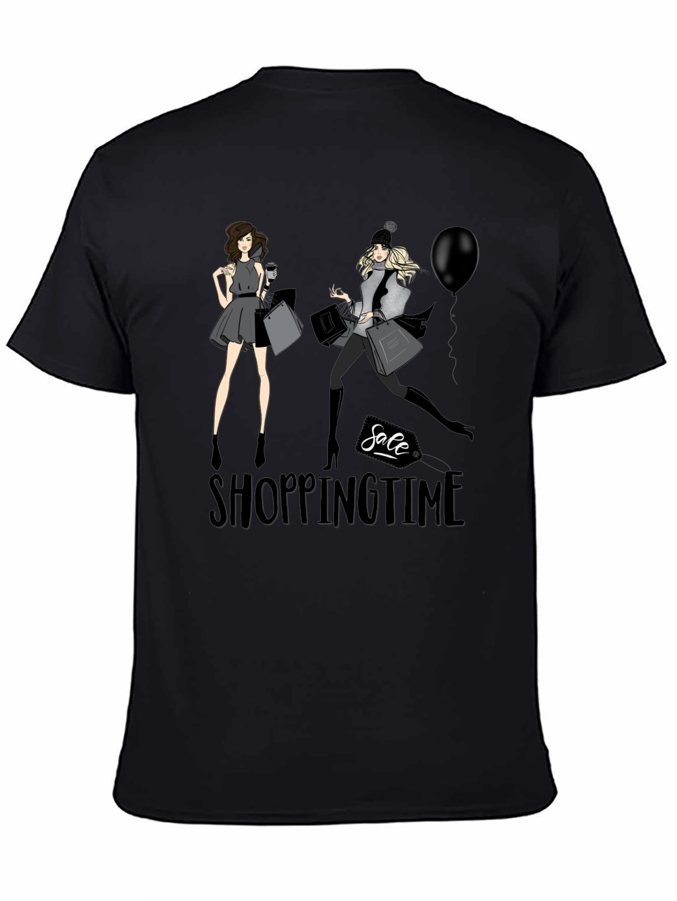 Shopping Time Black Graphic Tee