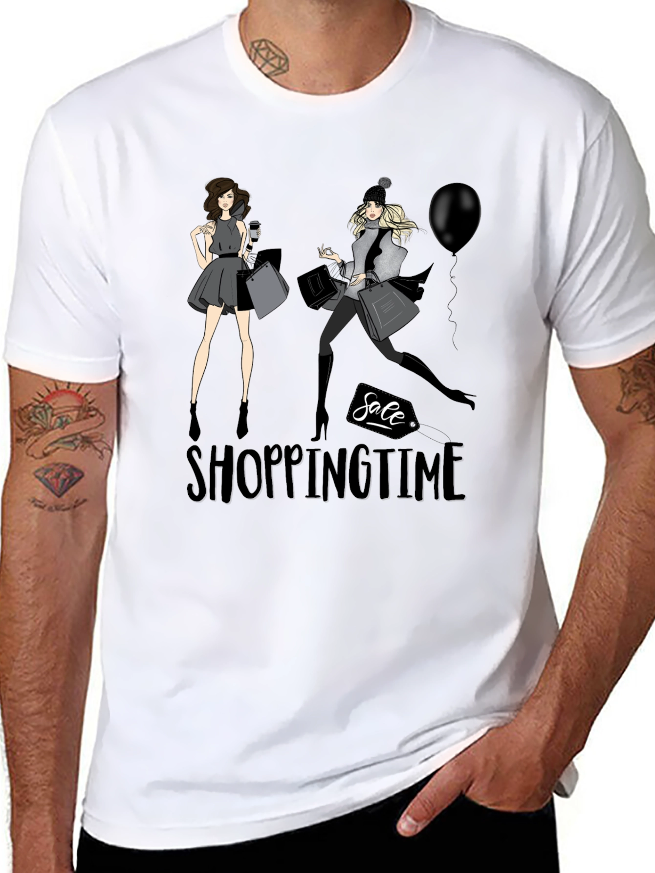 Shopping Time Black Graphic Tee