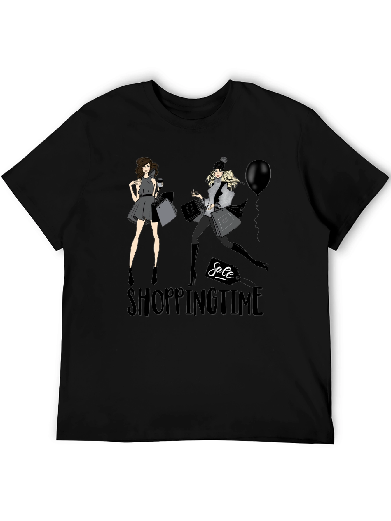 Shopping Time Black Graphic Tee