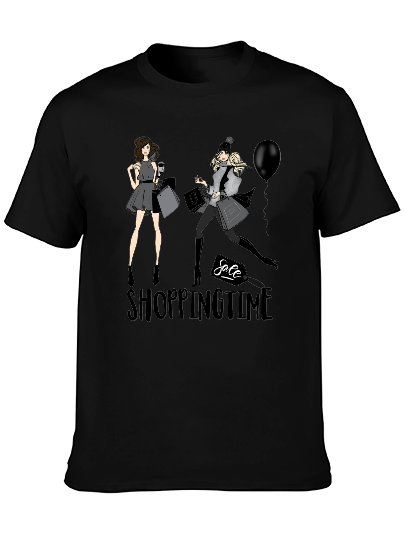 Shopping Time Black Graphic Tee