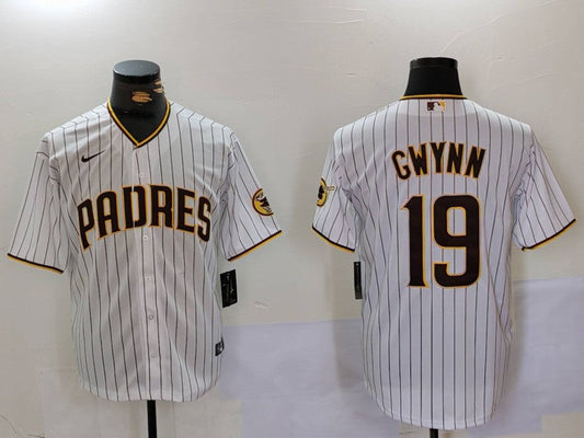Men's San Diego Padres #19 Tony Gwynn White Stitched Jerseys
