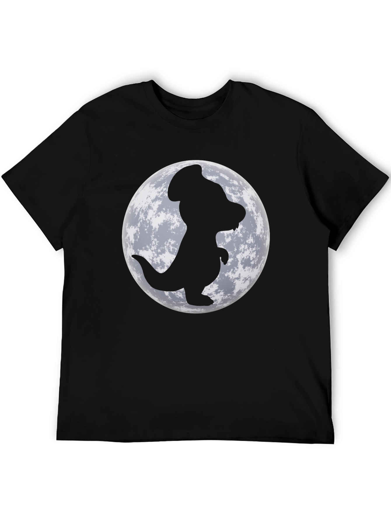 Dino Moon Mens Black T-Shirt - Unique Graphic Tee