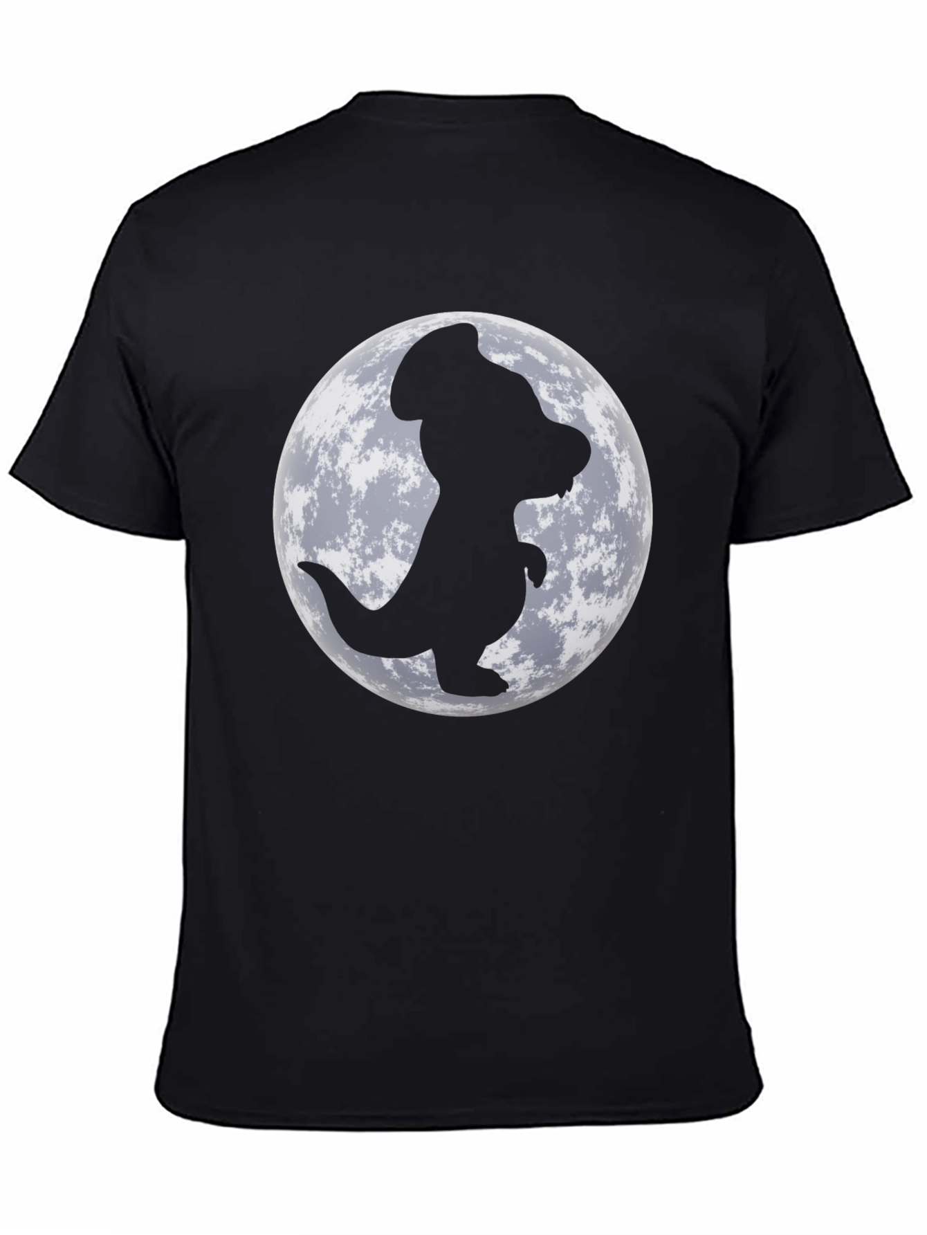 Dino Moon Mens Black T-Shirt - Unique Graphic Tee