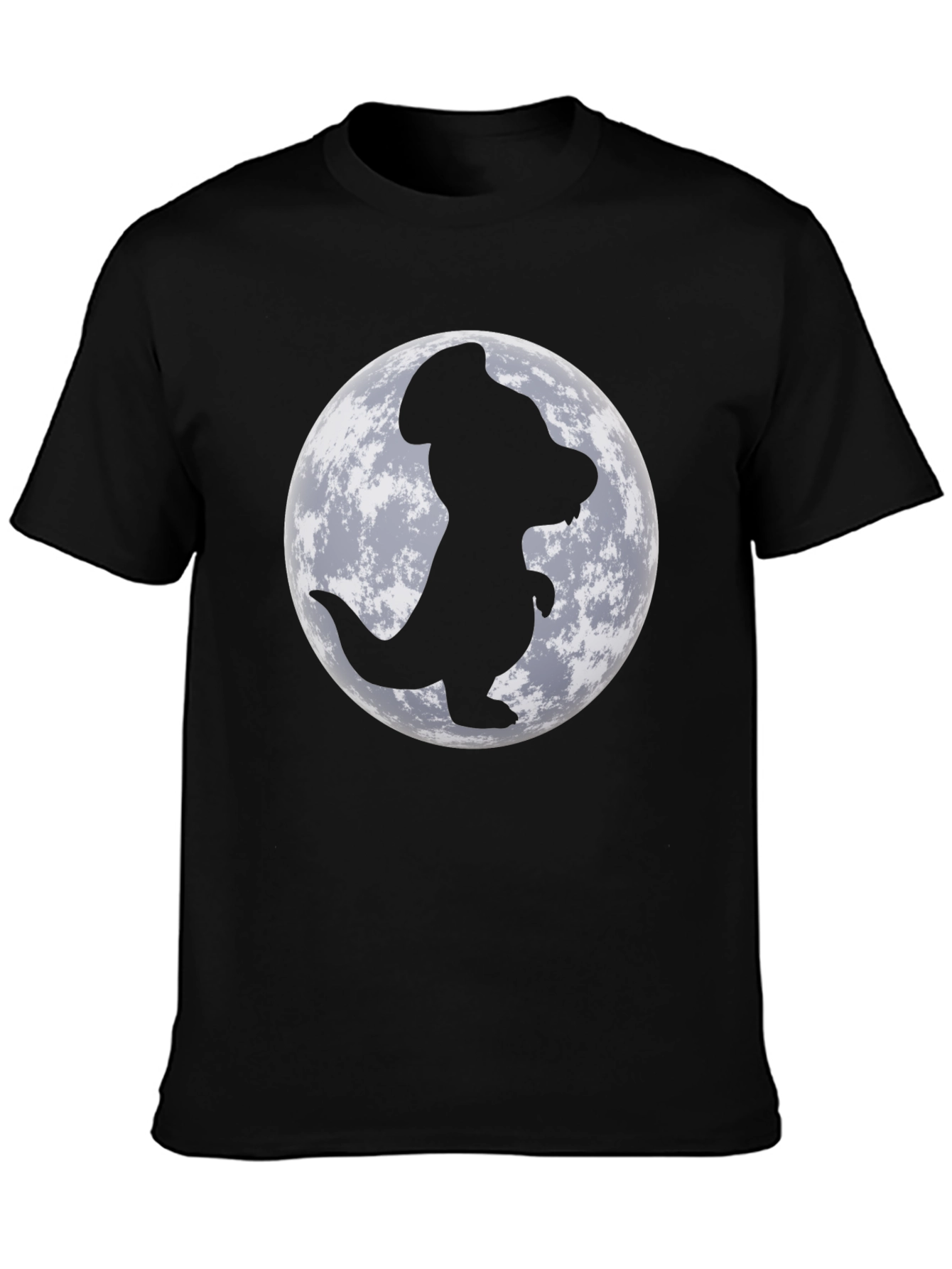 Dino Moon Mens Black T-Shirt - Unique Graphic Tee
