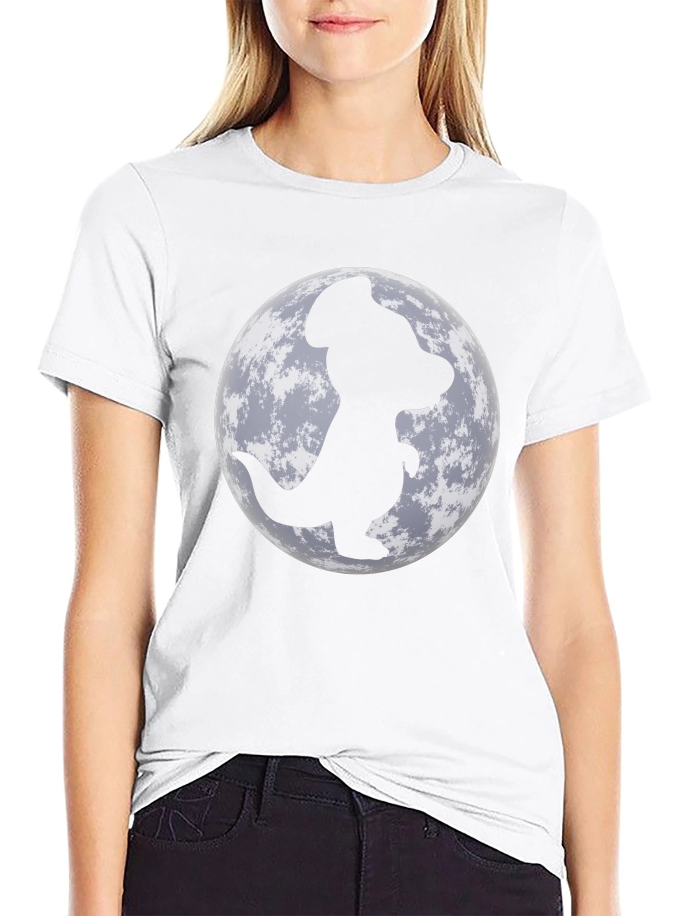 Dino Moon Mens Black T-Shirt - Unique Graphic Tee