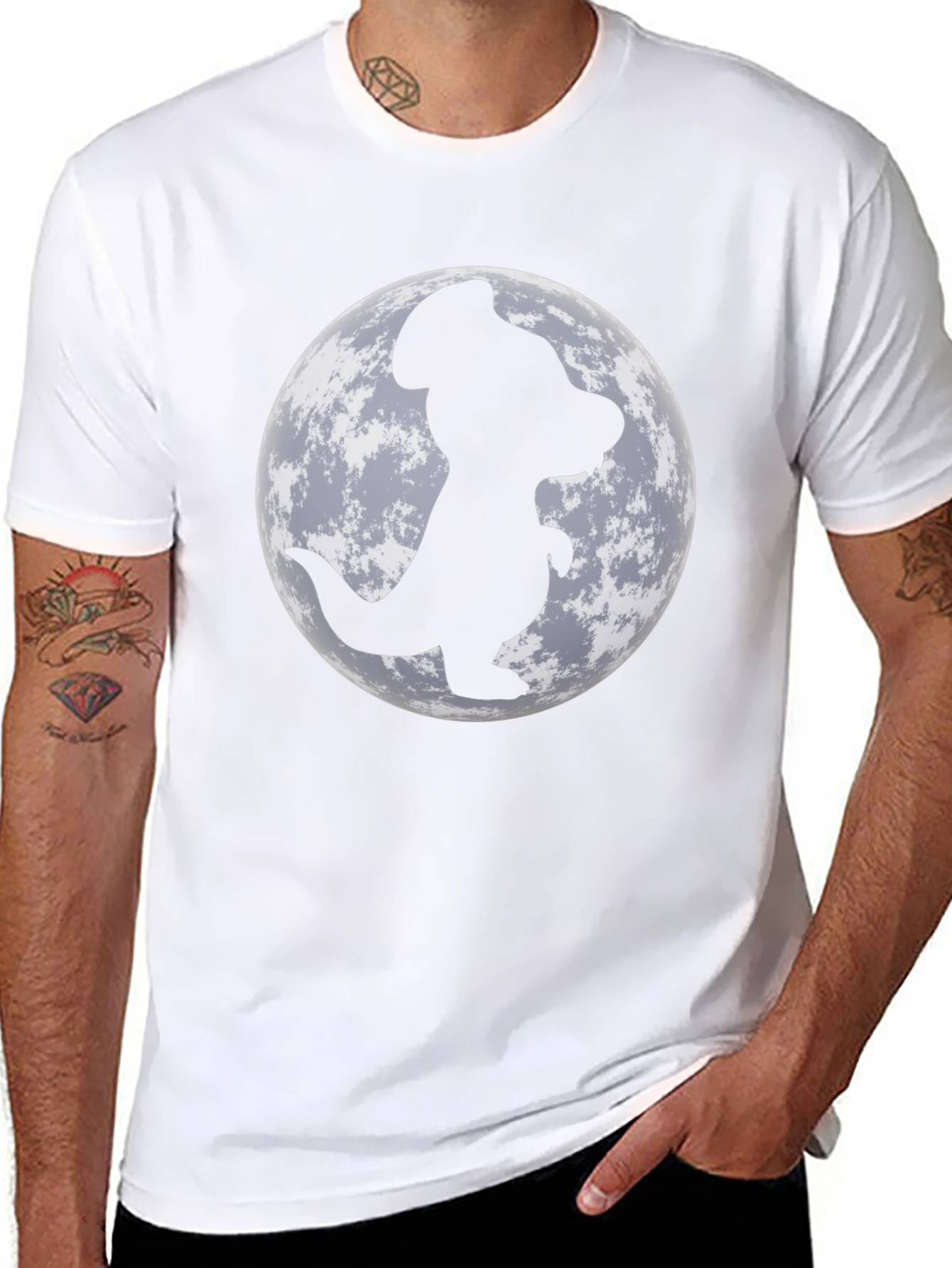 Dino Moon Mens Black T-Shirt - Unique Graphic Tee