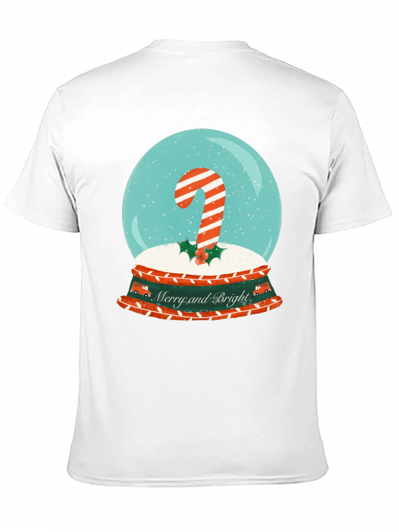 Merry & Bright Christmas Candy Cane Snow Globe T-Shirt