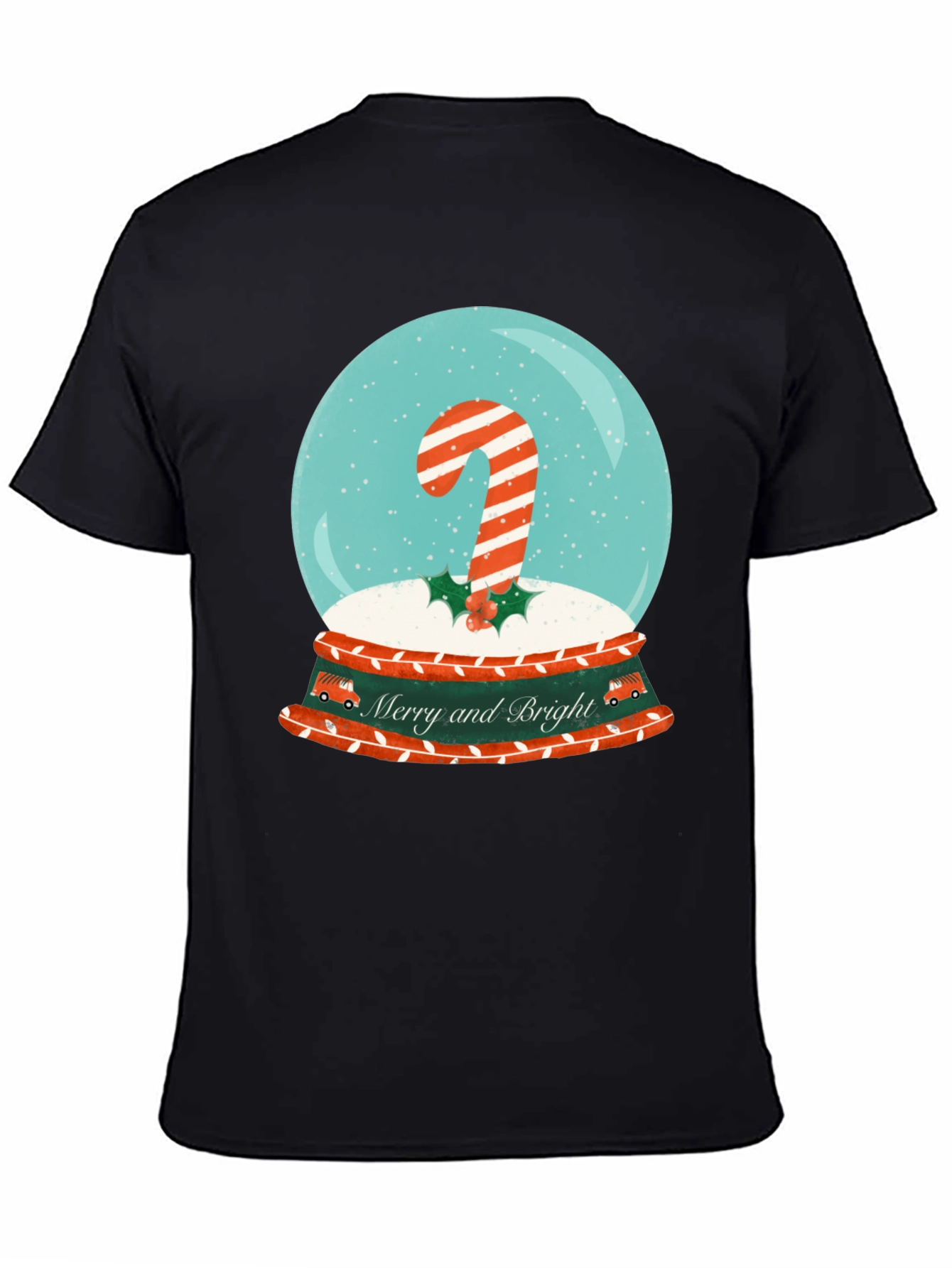 Merry & Bright Christmas Candy Cane Snow Globe T-Shirt