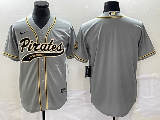 Men's Pittsburgh Pirates Gray Blank Replica Jerseys Joint Edition