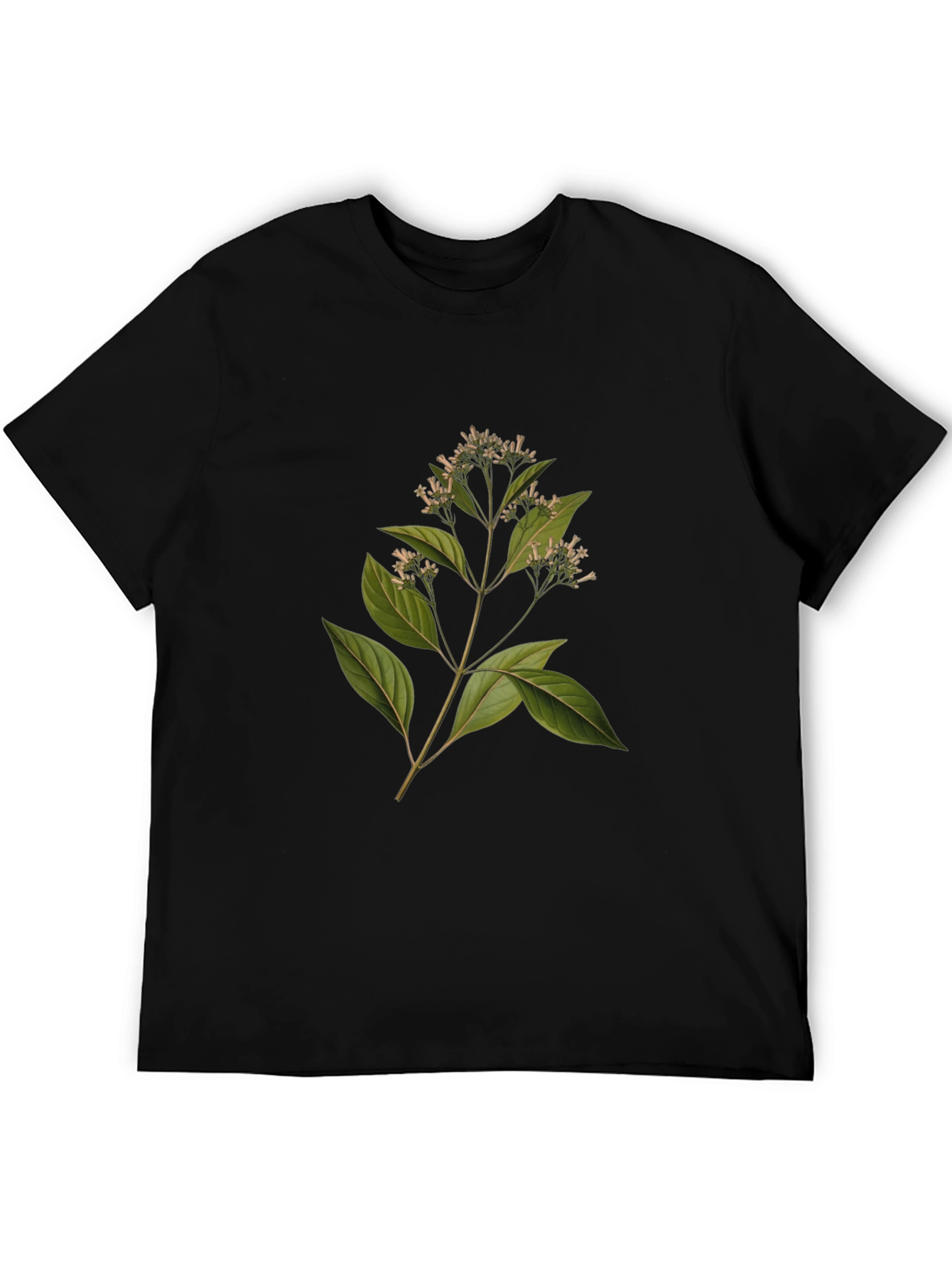 Botanical Print Black T-Shirt