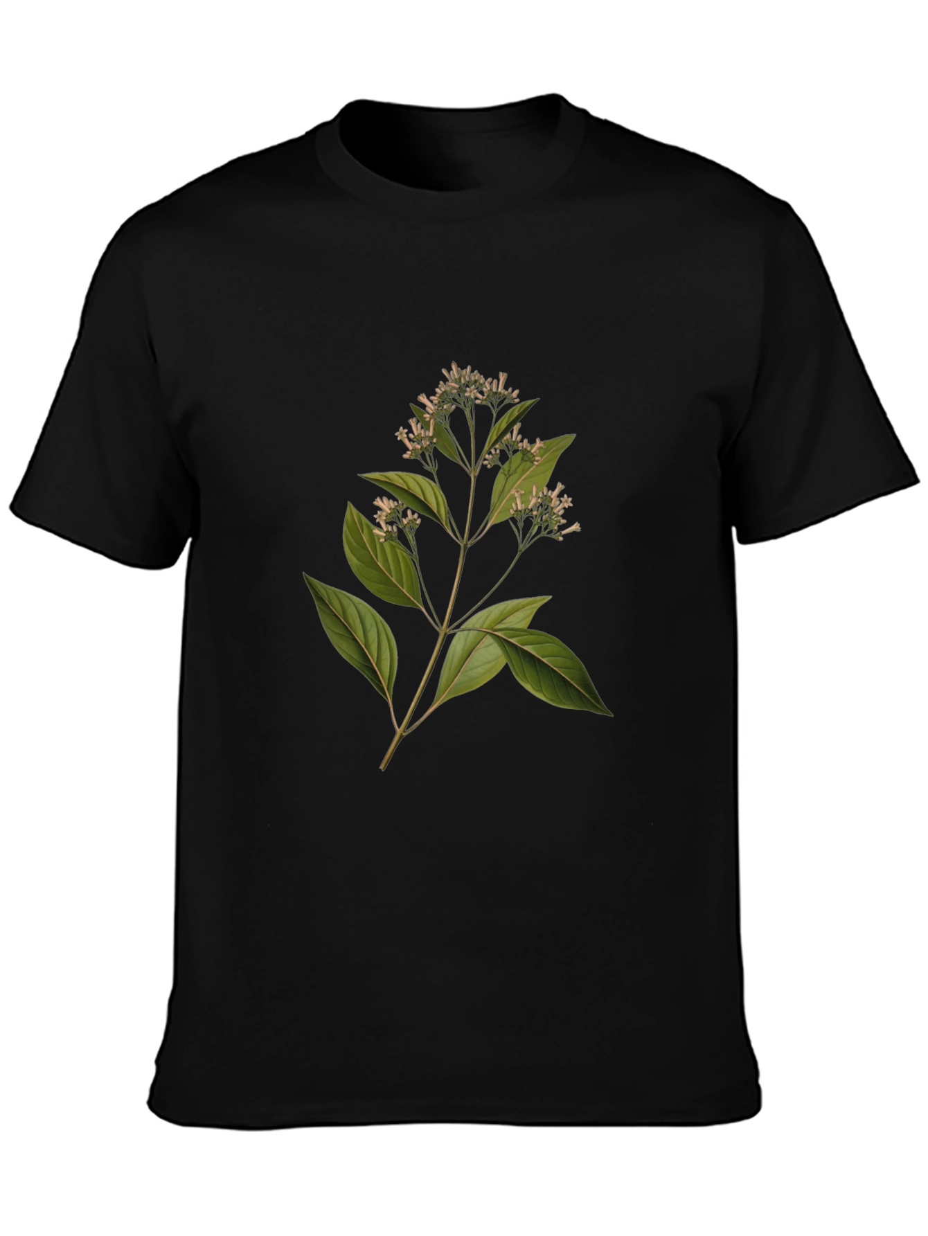 Botanical Print Black T-Shirt