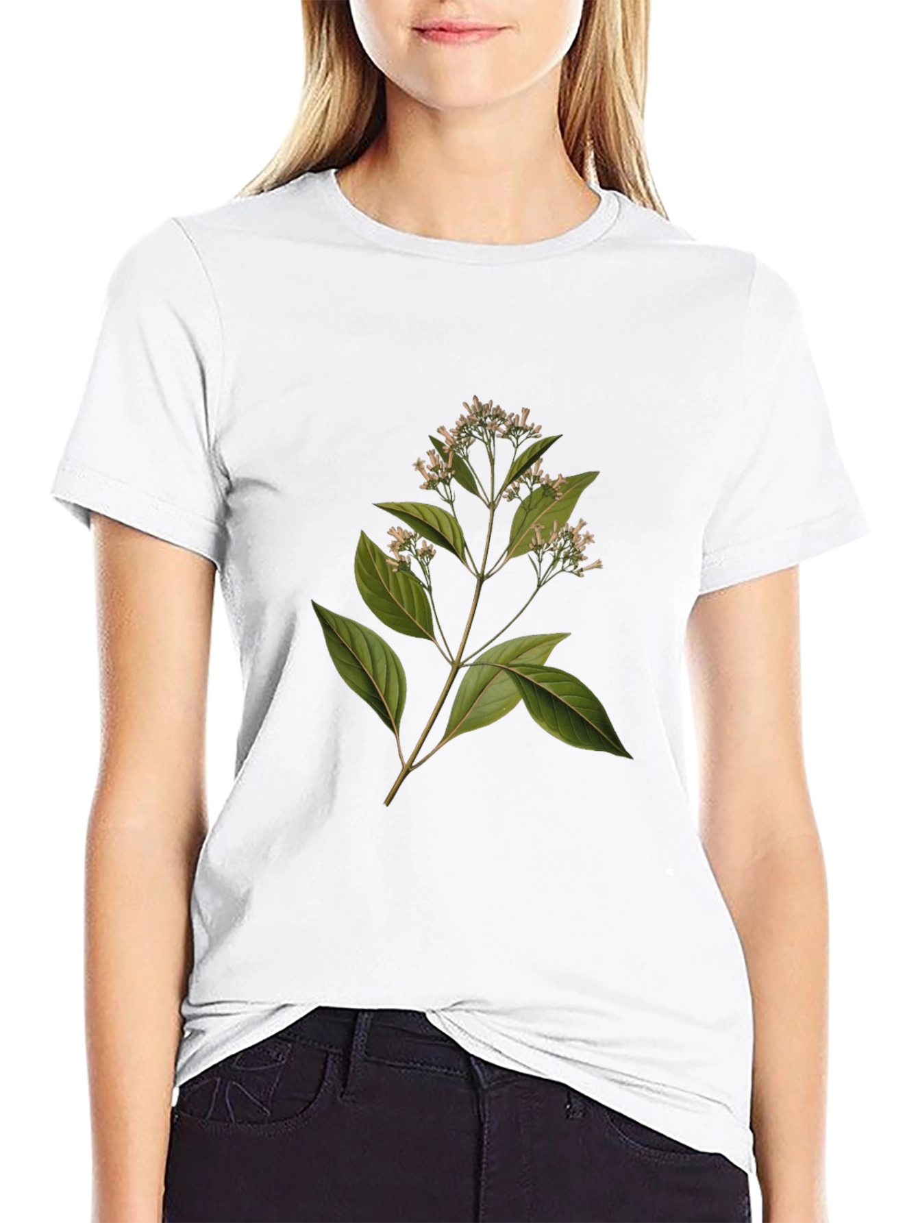 Botanical Print Black T-Shirt