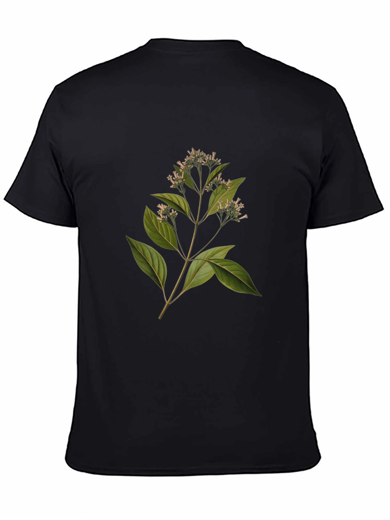 Botanical Print Black T-Shirt