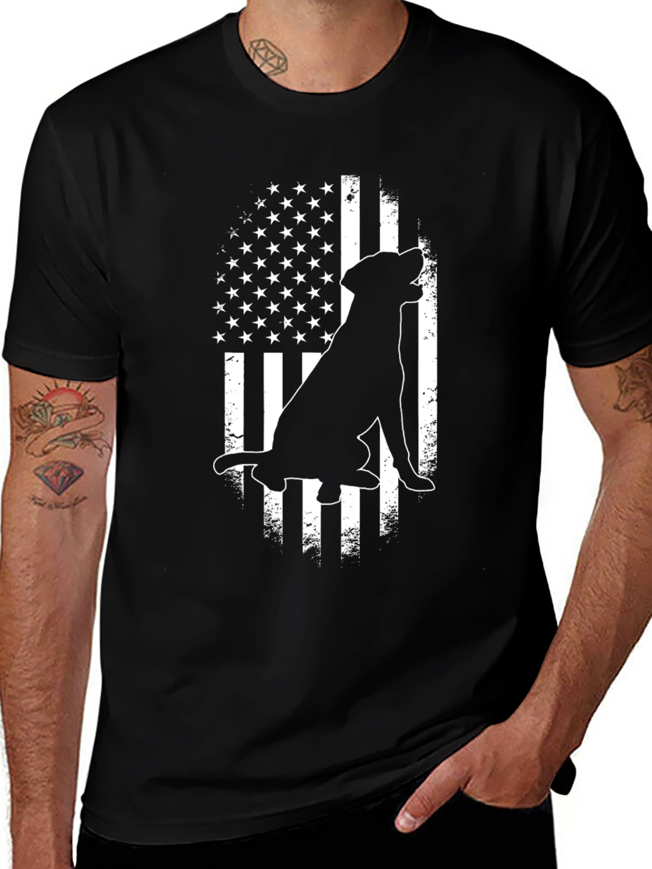 Dog American Flag Graphic Tee