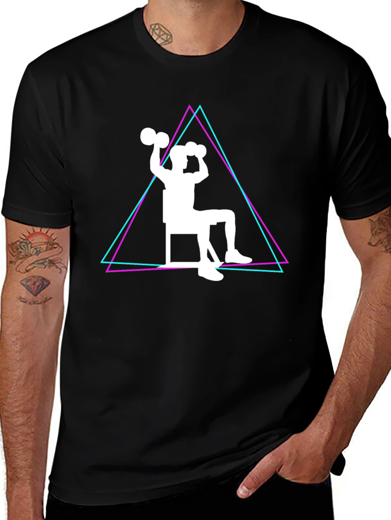 Workout Graphic T-Shirt - Seated Dumbbell Press Design
