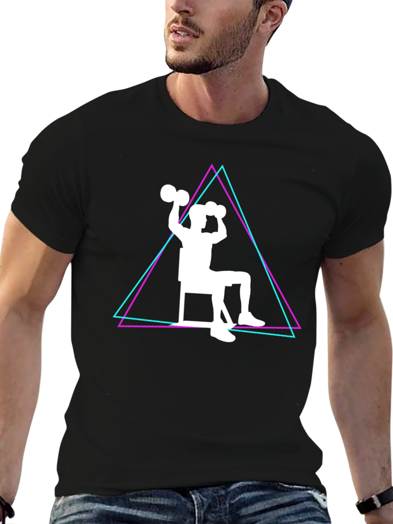 Workout Graphic T-Shirt - Seated Dumbbell Press Design