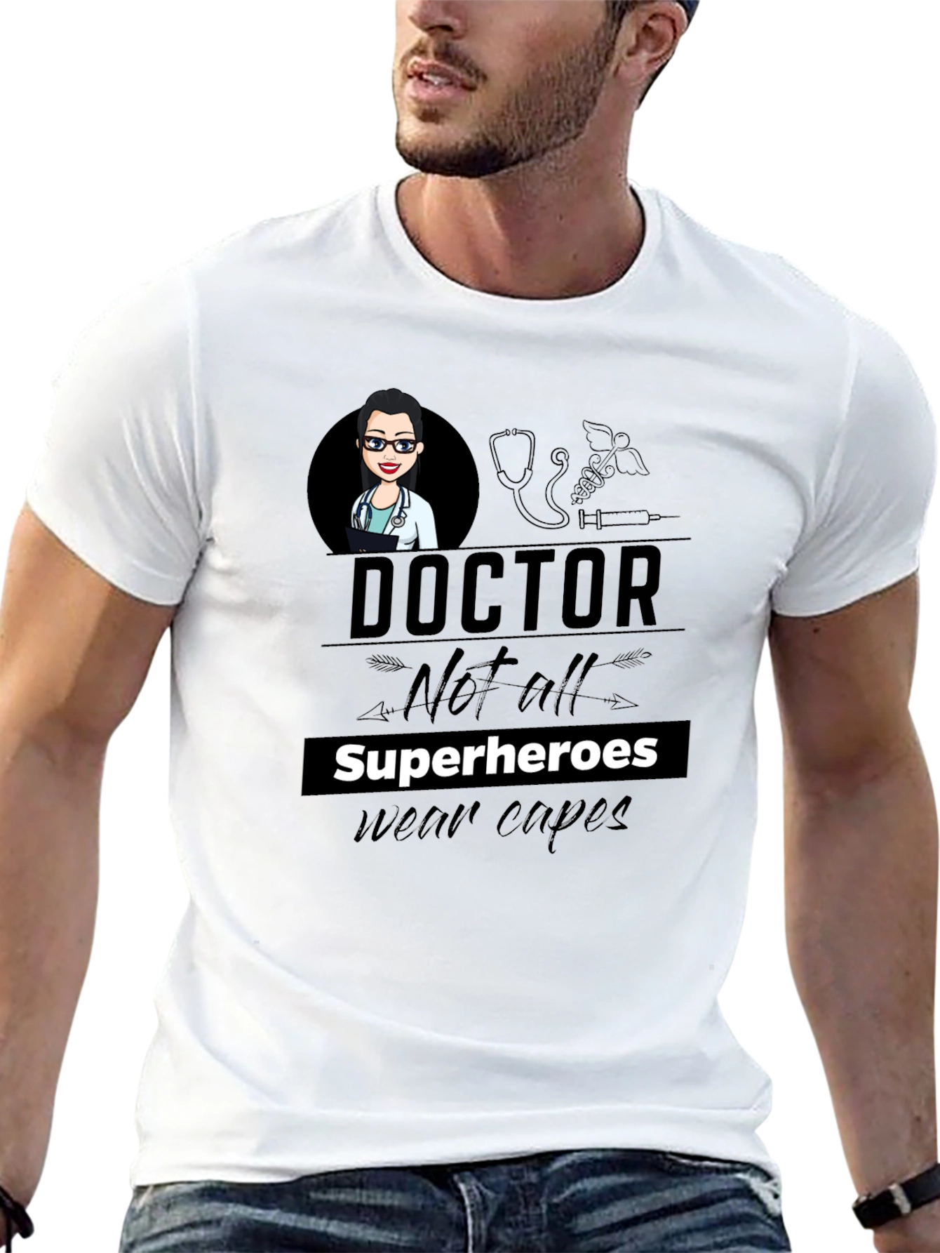 Doctor Superhero Graphic Tee - Mens Black T-Shirt