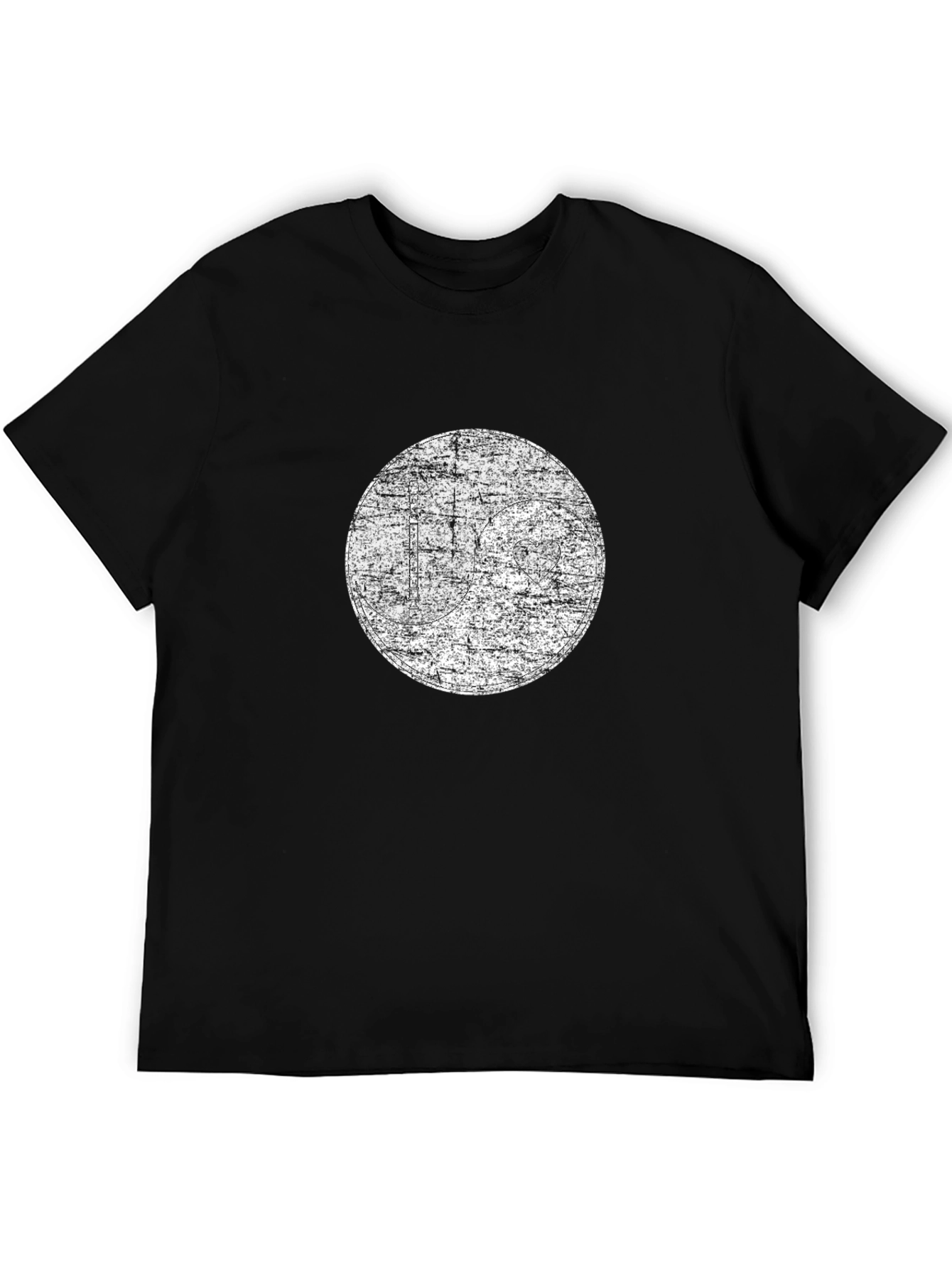 Distressed Circle Graphic Black T-Shirt