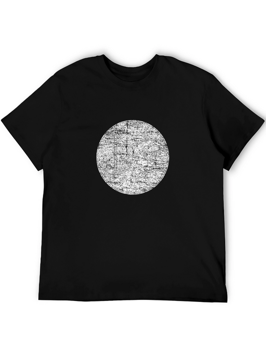 Distressed Circle Graphic Black T-Shirt