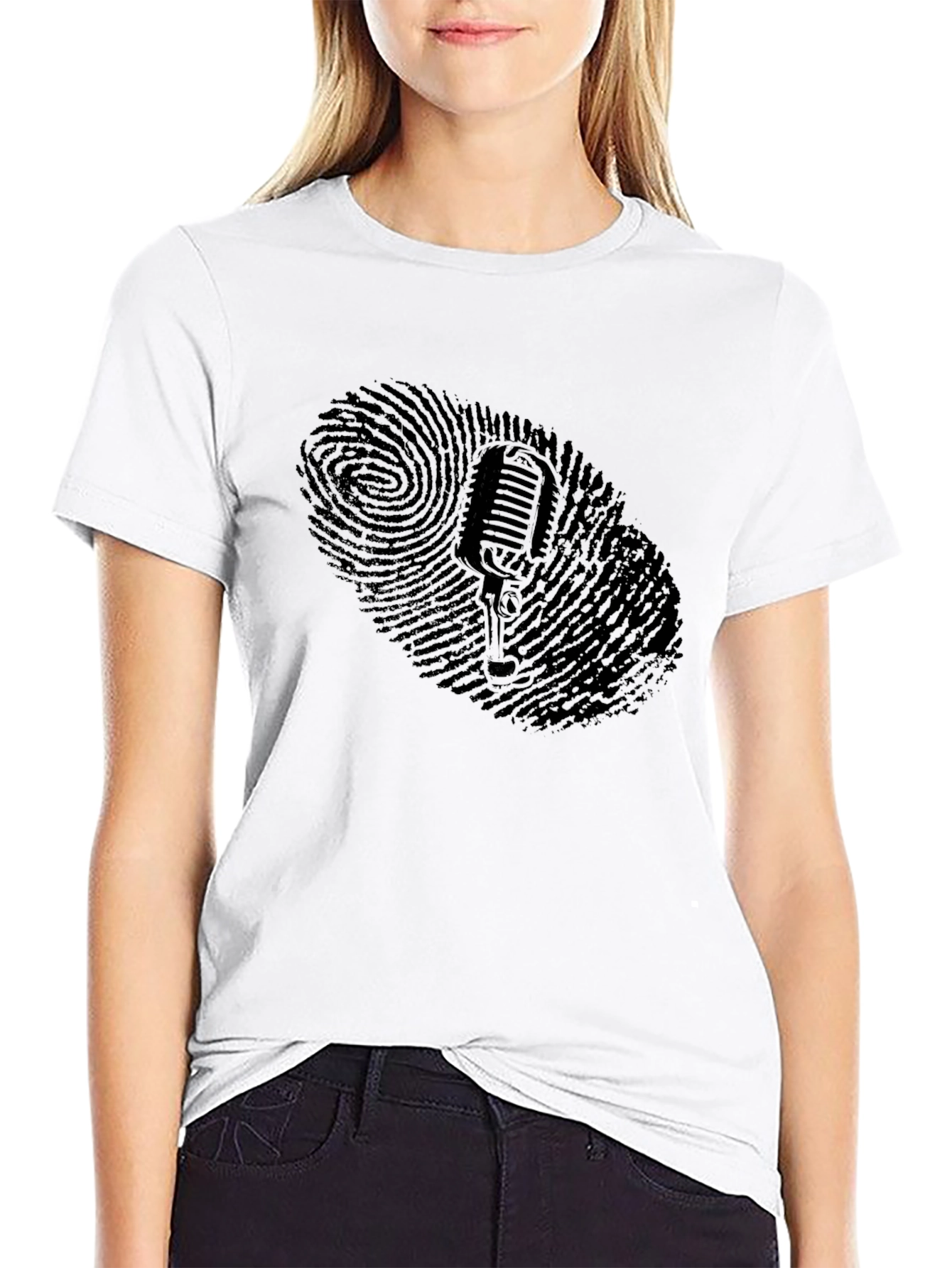 Retro Microphone Fingerprint Graphic Tee