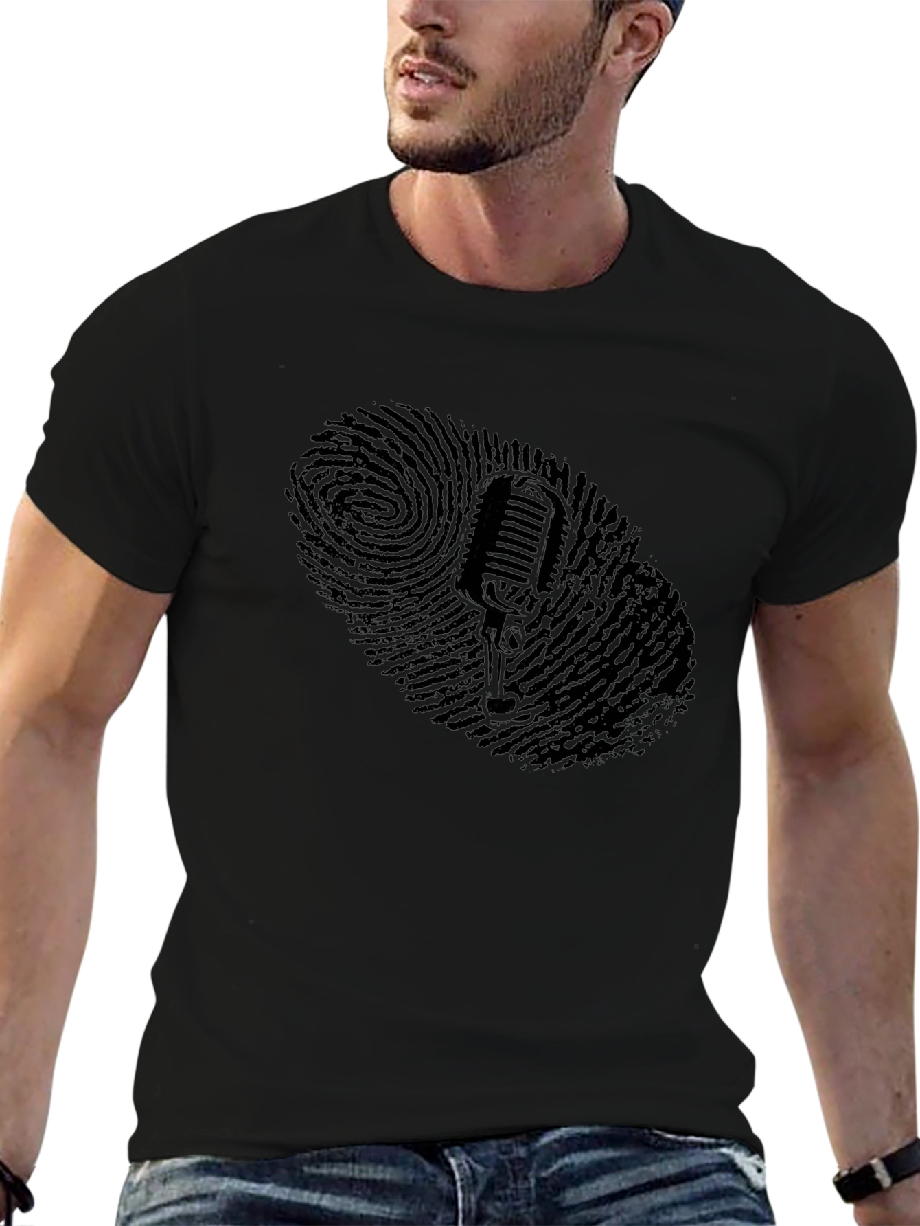 Retro Microphone Fingerprint Graphic Tee