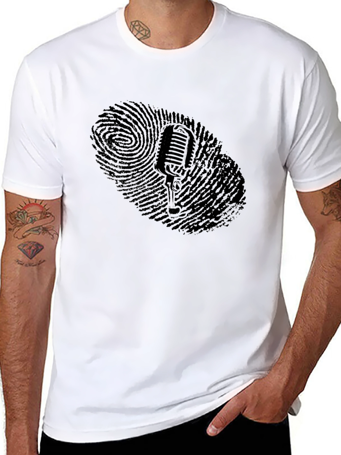 Retro Microphone Fingerprint Graphic Tee