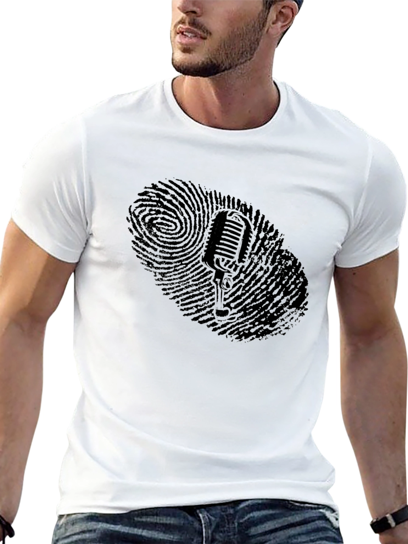 Retro Microphone Fingerprint Graphic Tee