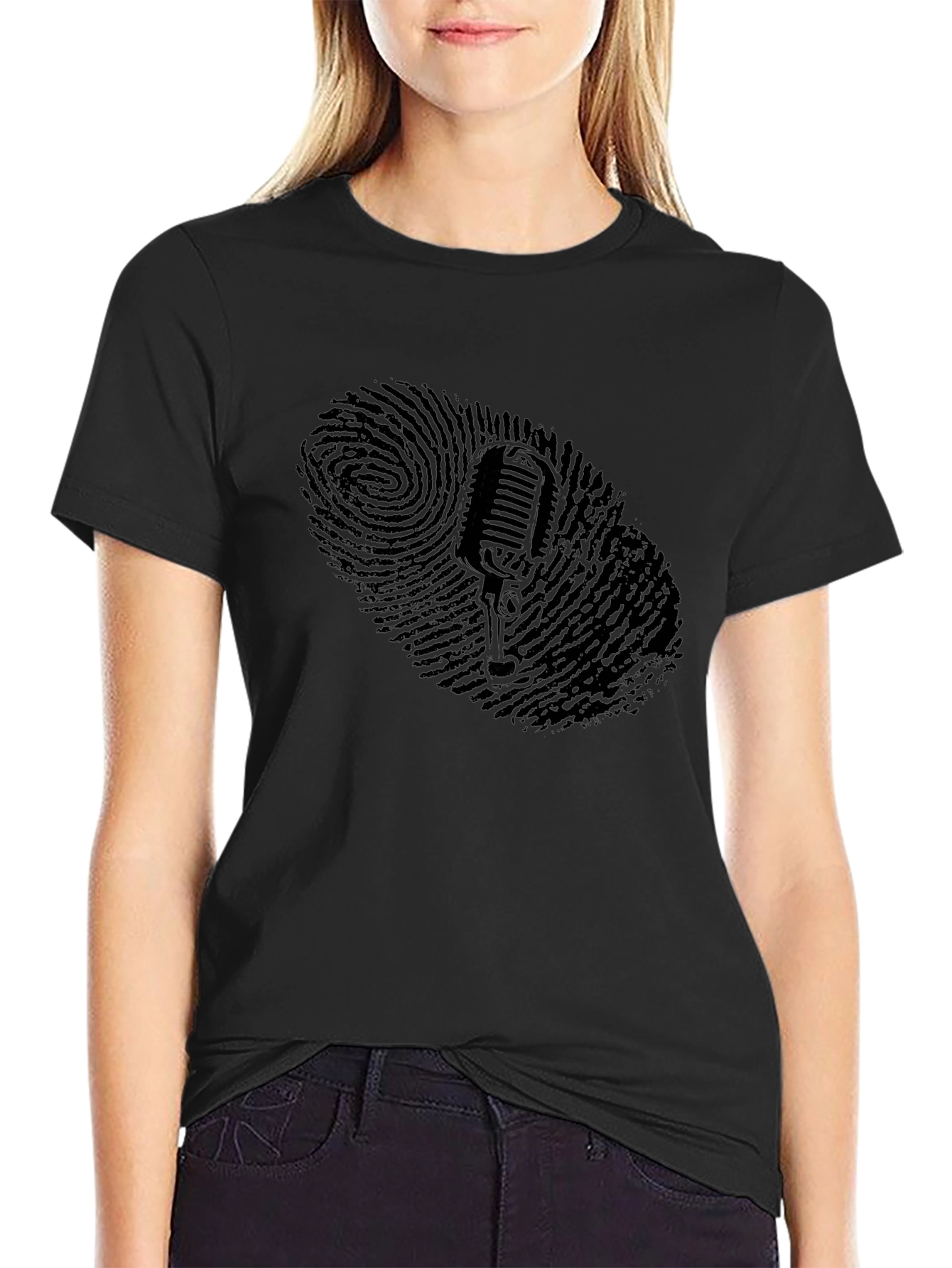 Retro Microphone Fingerprint Graphic Tee