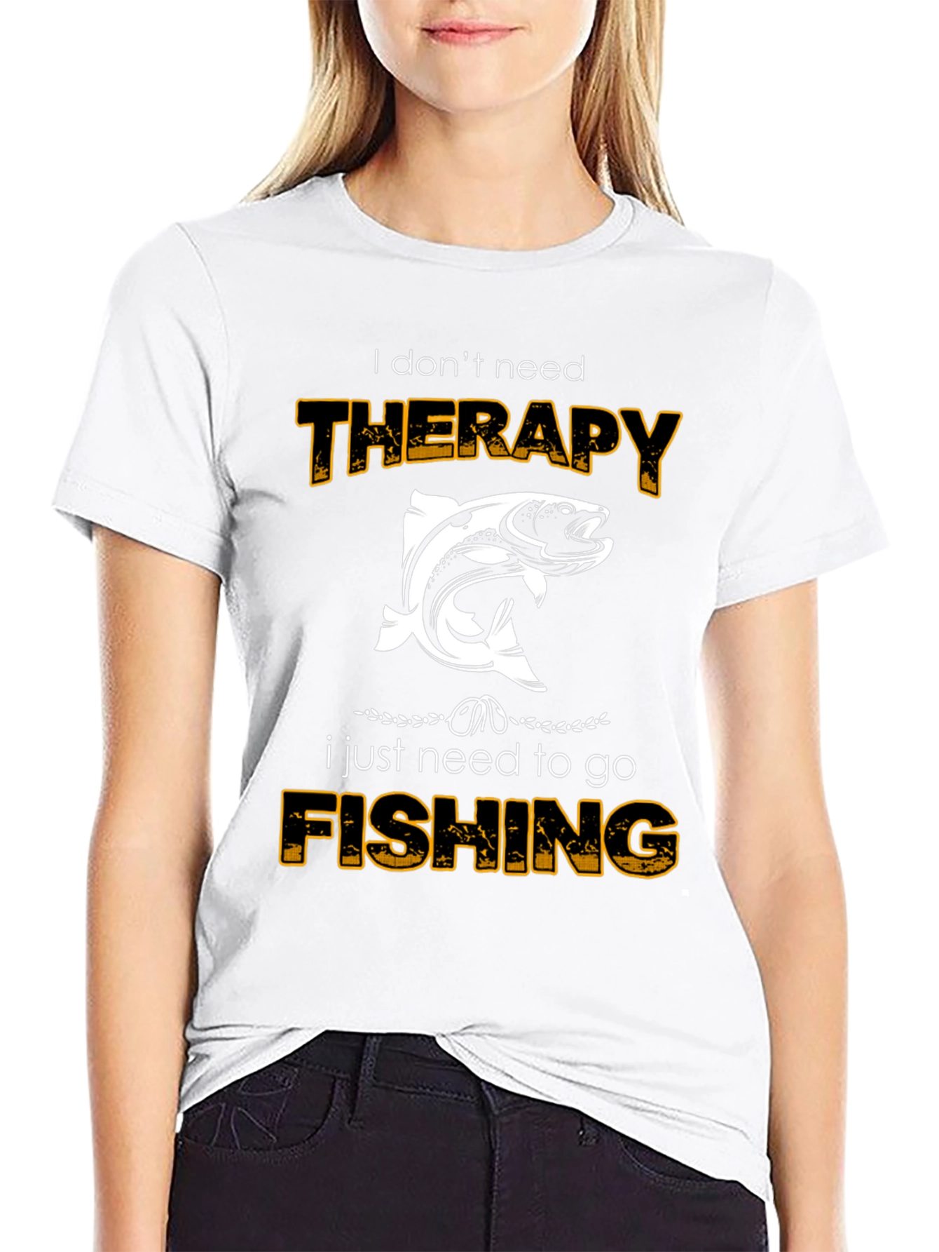 Fishing Therapy Black Cotton Tee