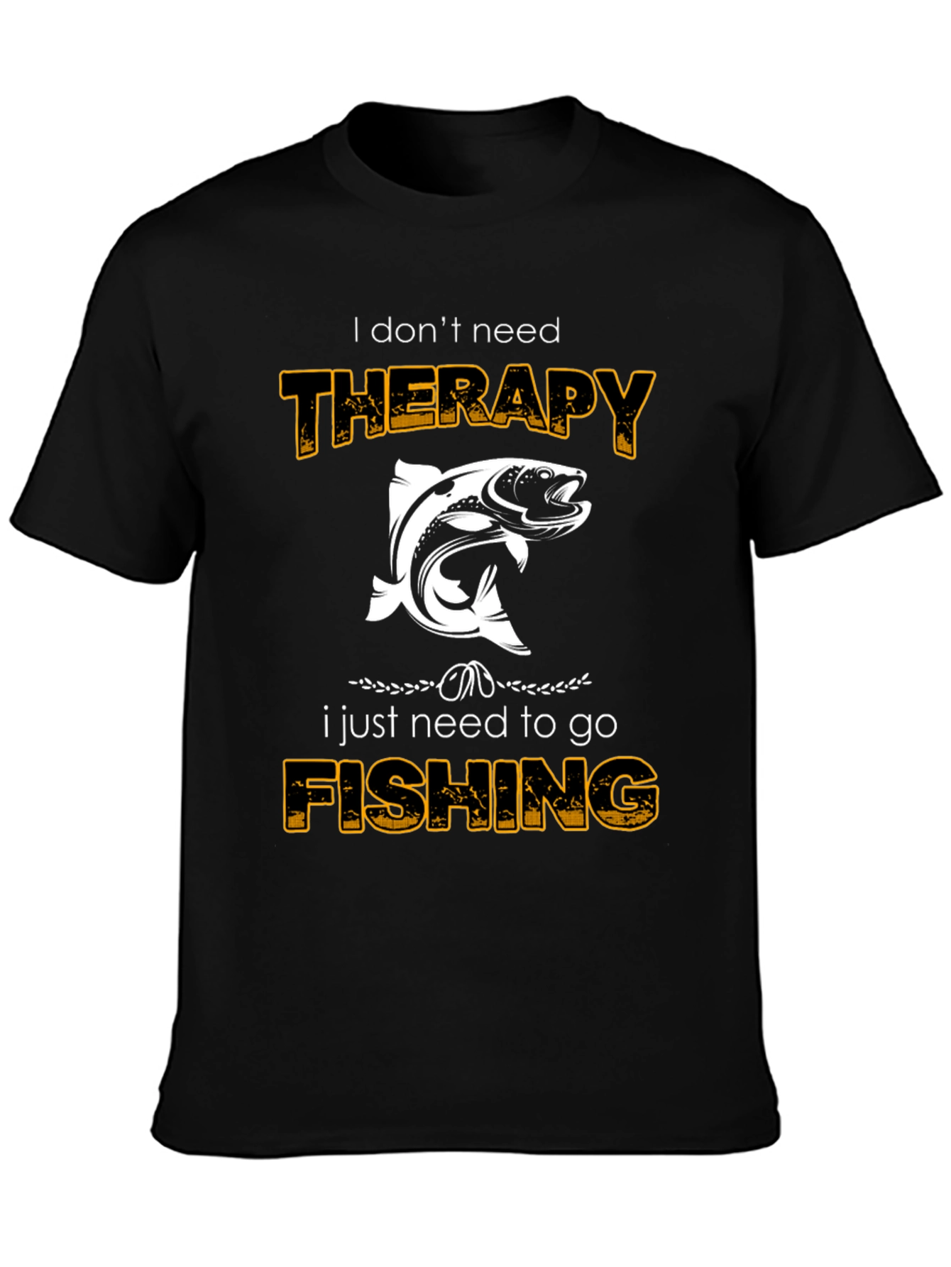 Fishing Therapy Black Cotton Tee