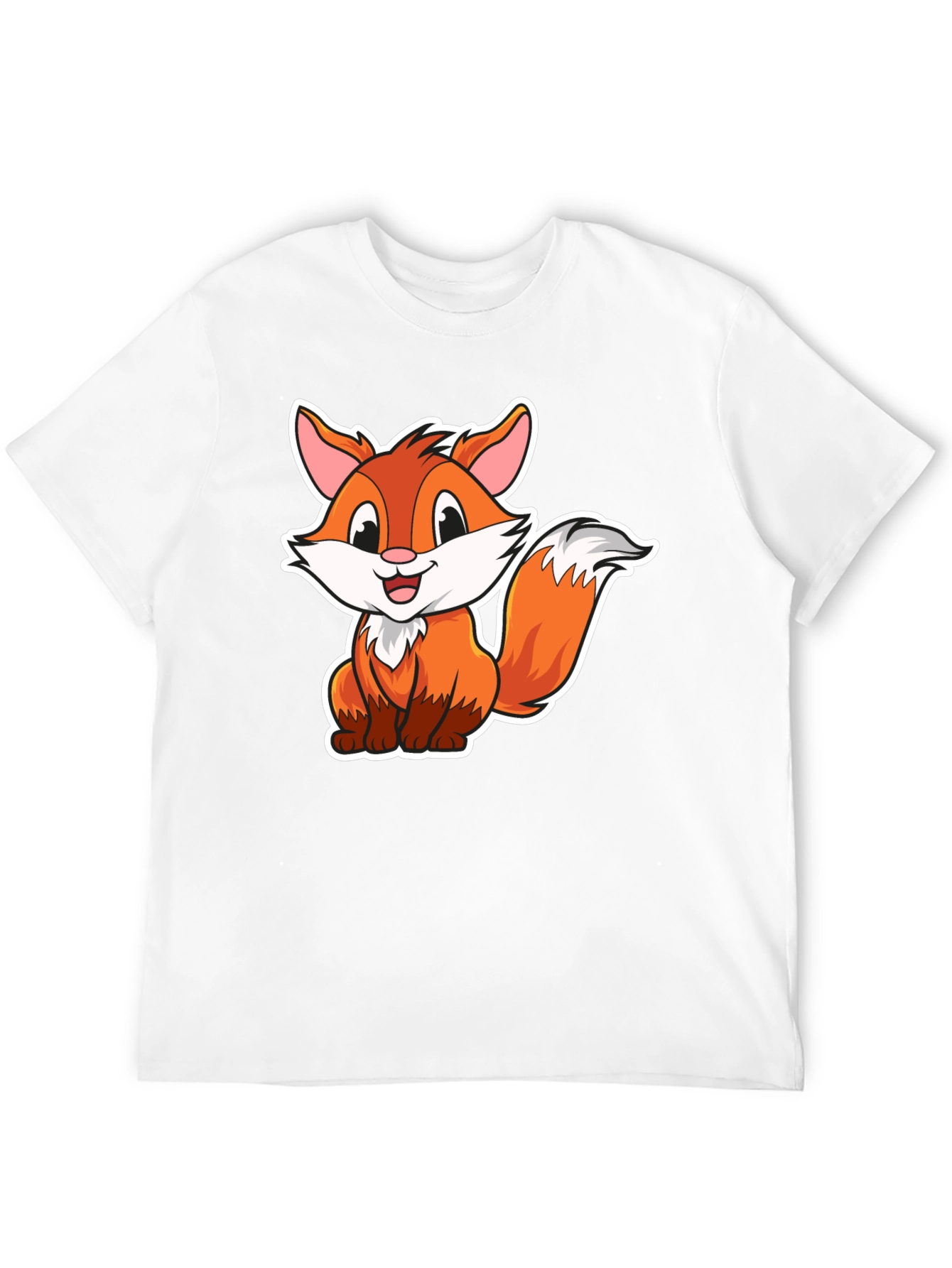 Cute Cartoon Fox Graphic Tee - Black Cotton Shirt