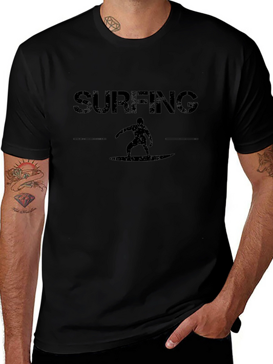 Surfing Silhouette Graphic Tee - Black