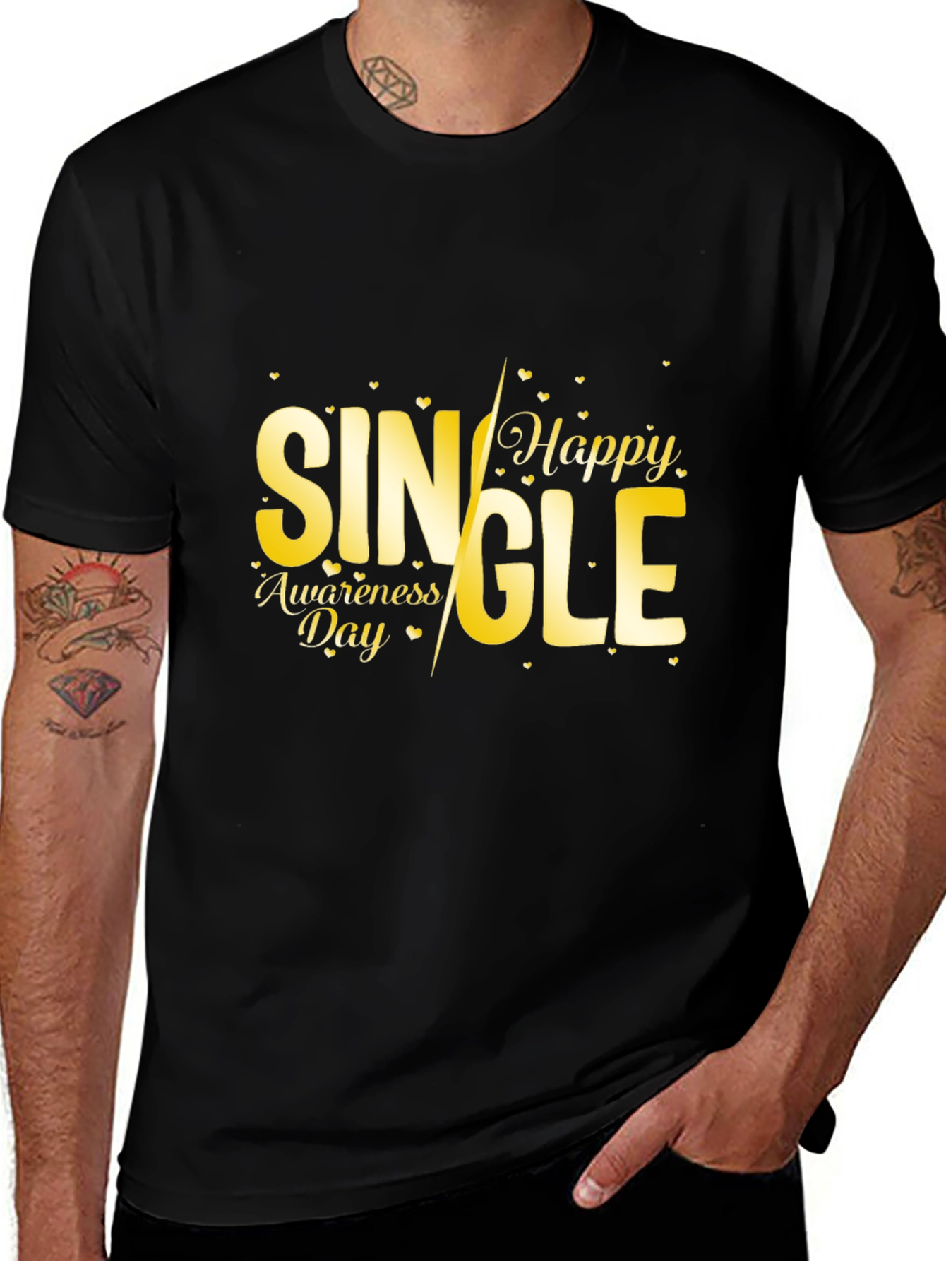 Single Awareness Day Black Graphic Tee