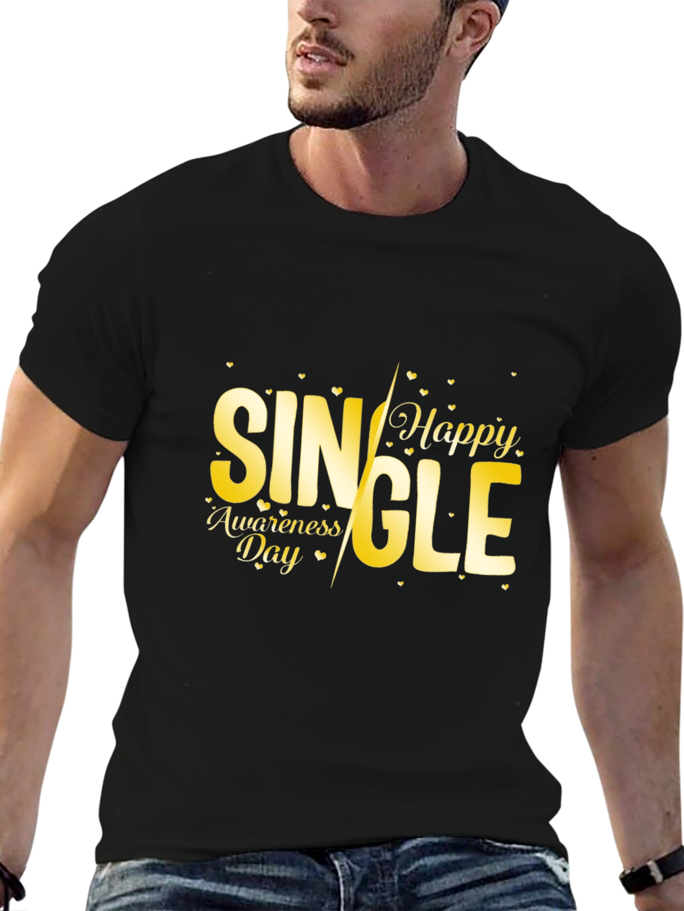Single Awareness Day Black Graphic Tee
