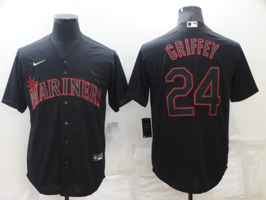 Men's Seattle Mariners Ken Griffey Jr. #24 Black Replica Baseball Jerseys