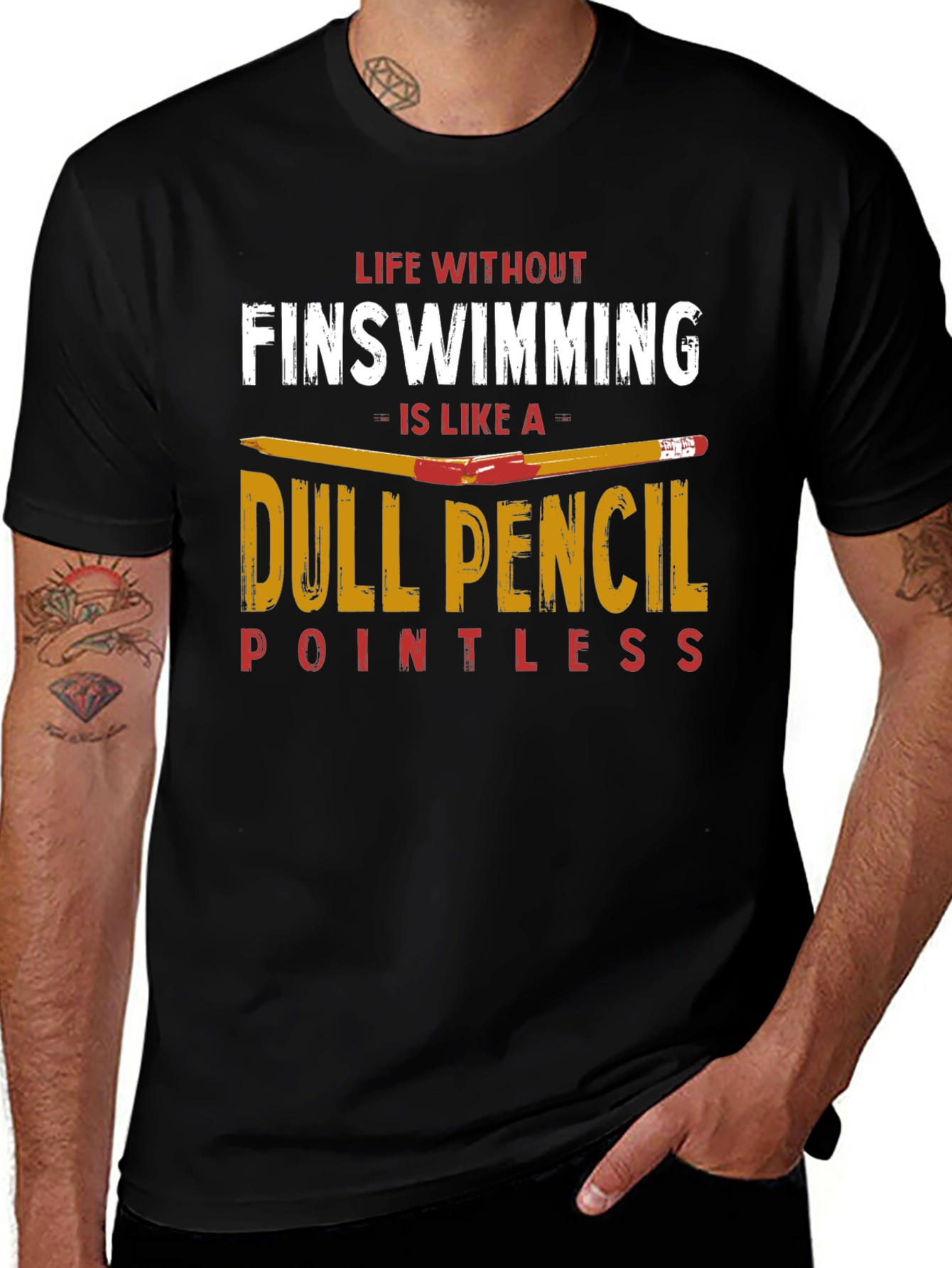 Funny Finswimming T-Shirt Dull Pencil