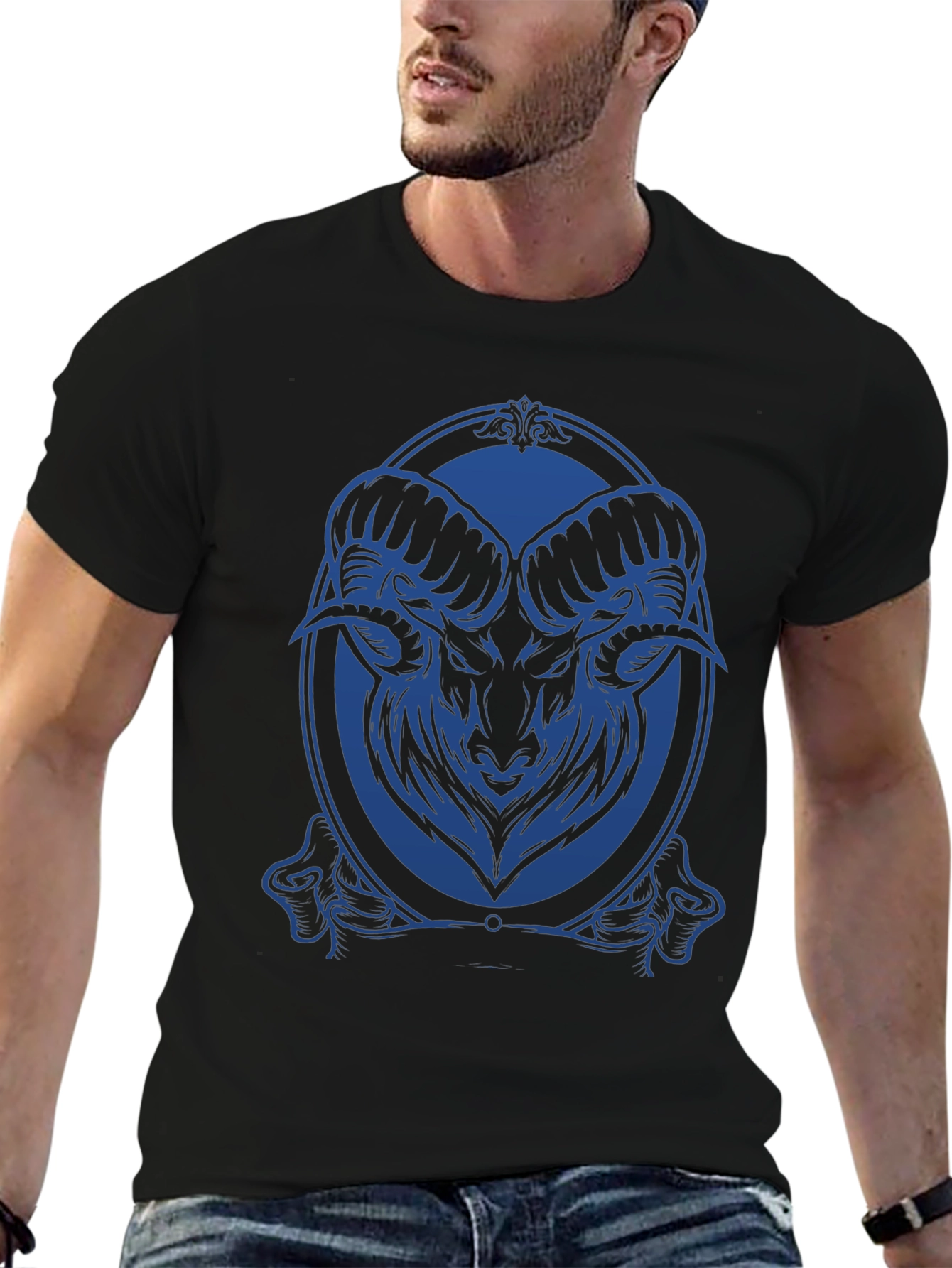 Ram Graphic Tee - Black Cotton Blend