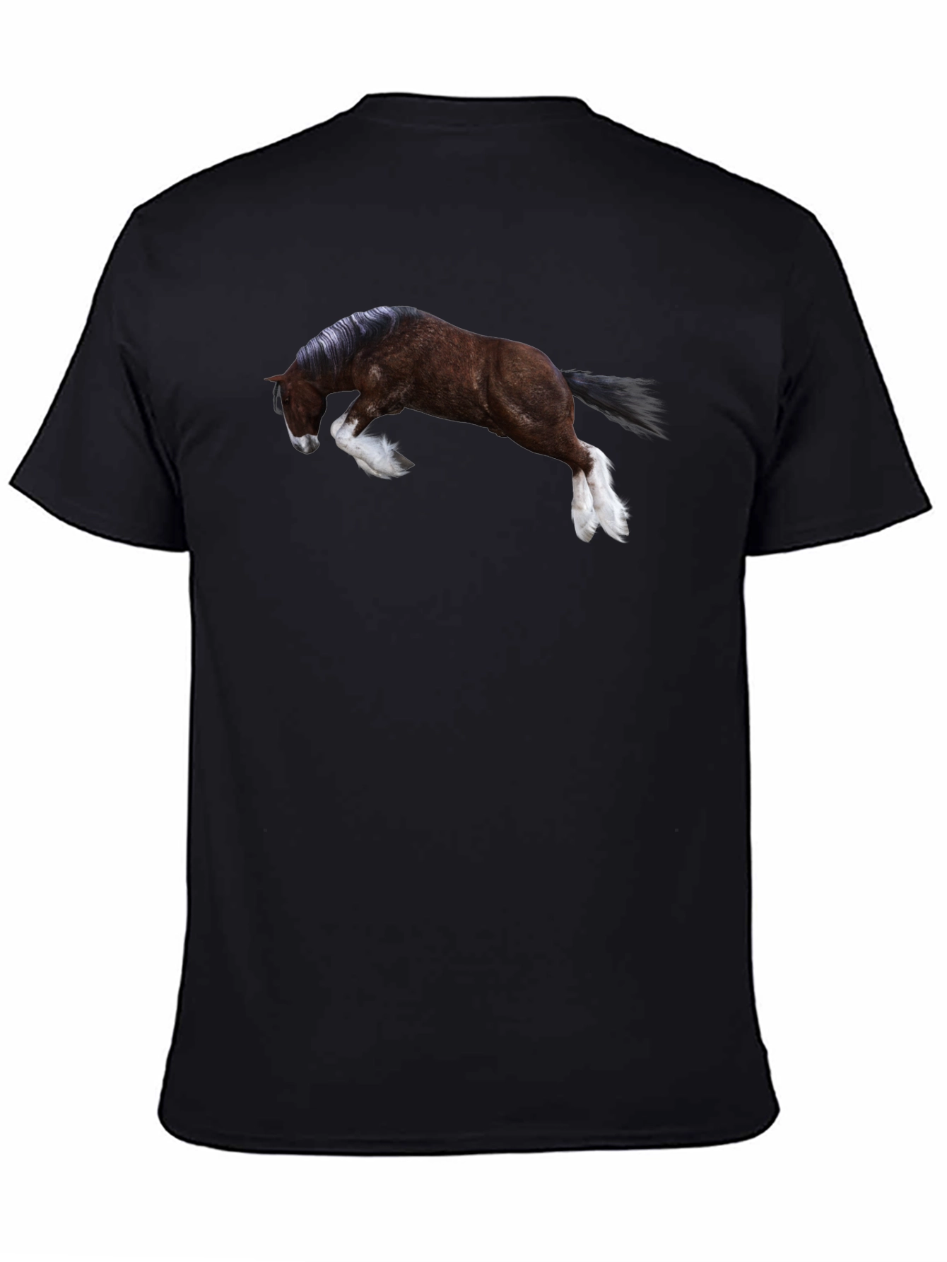 Horse Graphic Print T-Shirt - Black