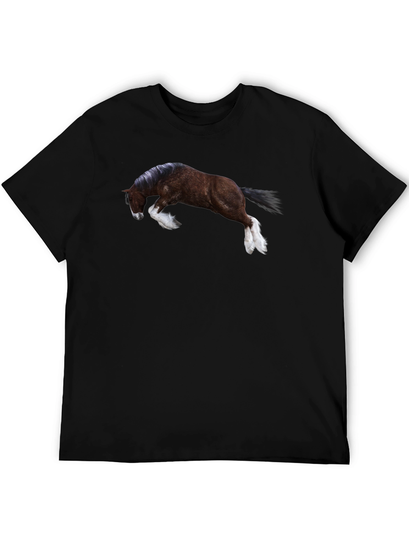 Horse Graphic Print T-Shirt - Black