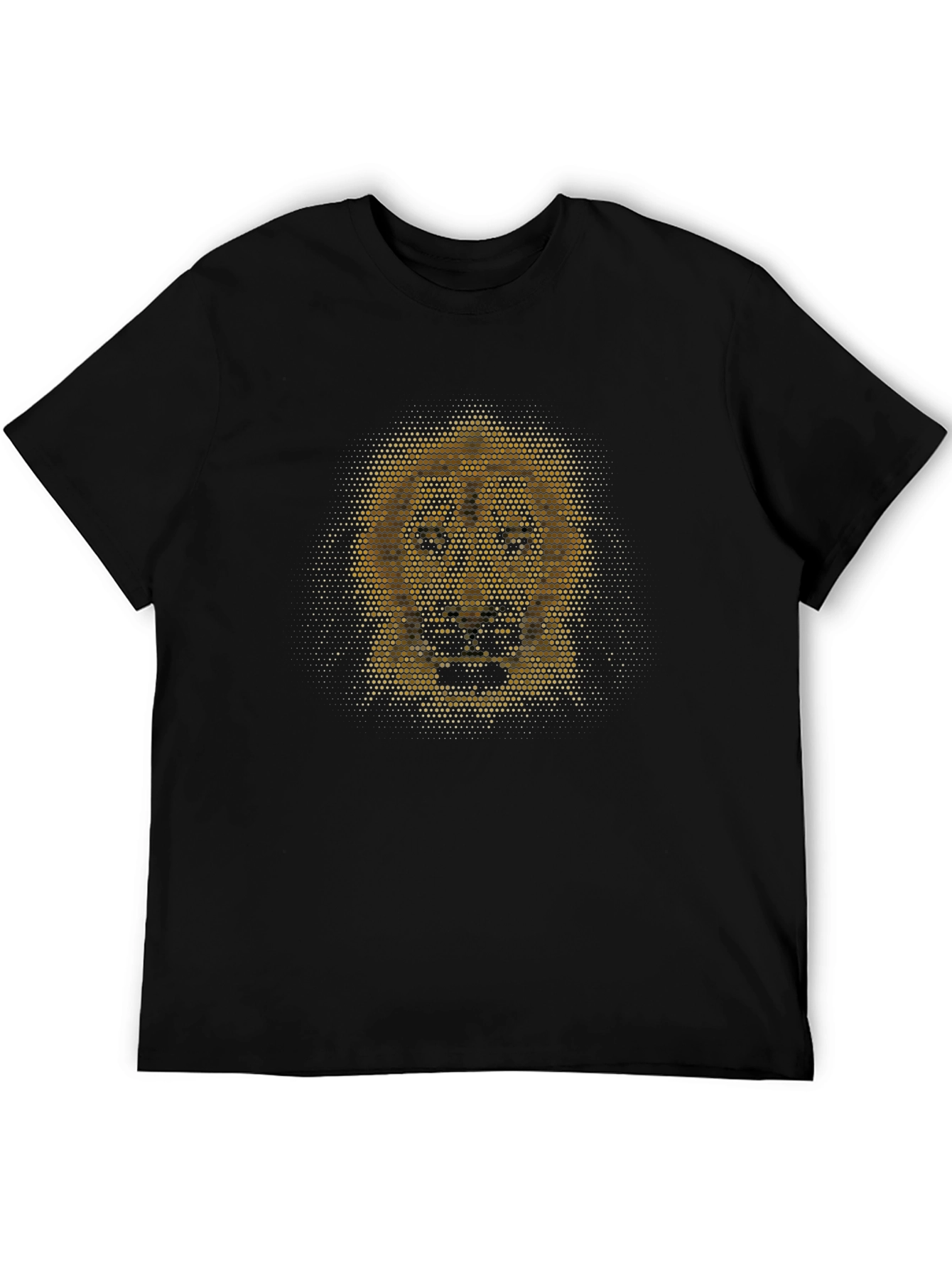Lion Dot Art Graphic T-Shirt - Black