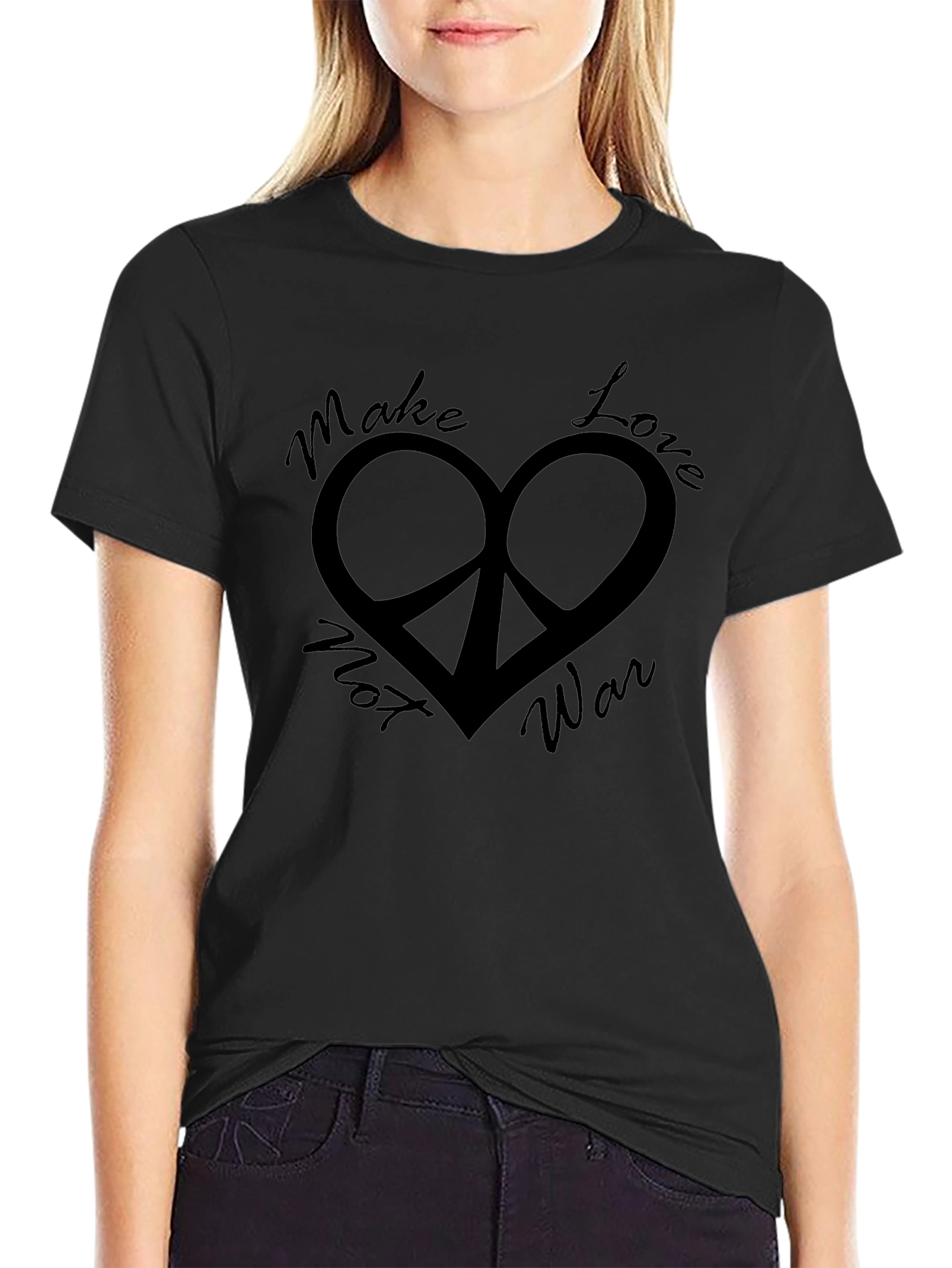 Peace & Love Black Graphic Tee
