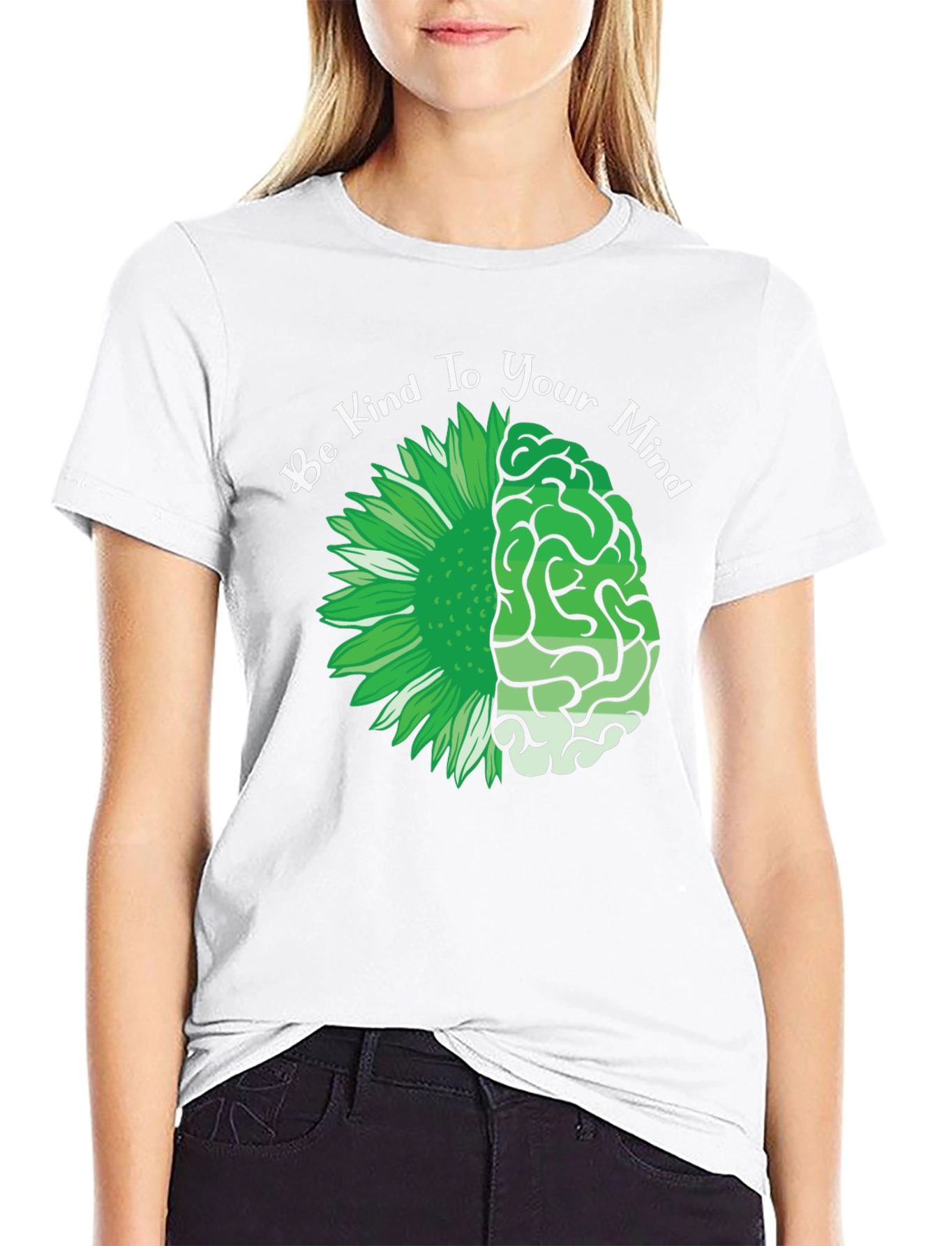 Kind Mind T-Shirt - Floral Brain Design