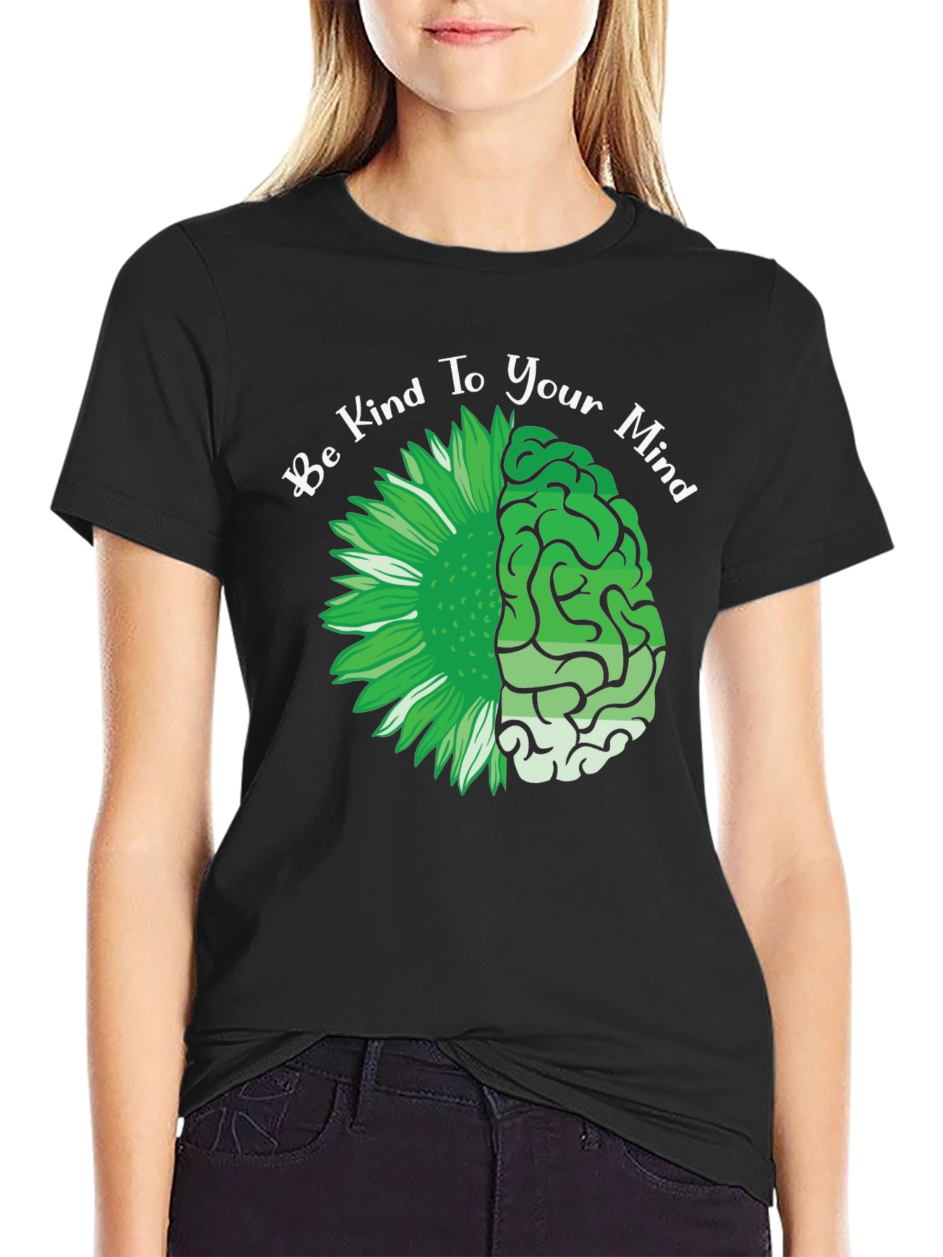 Kind Mind T-Shirt - Floral Brain Design